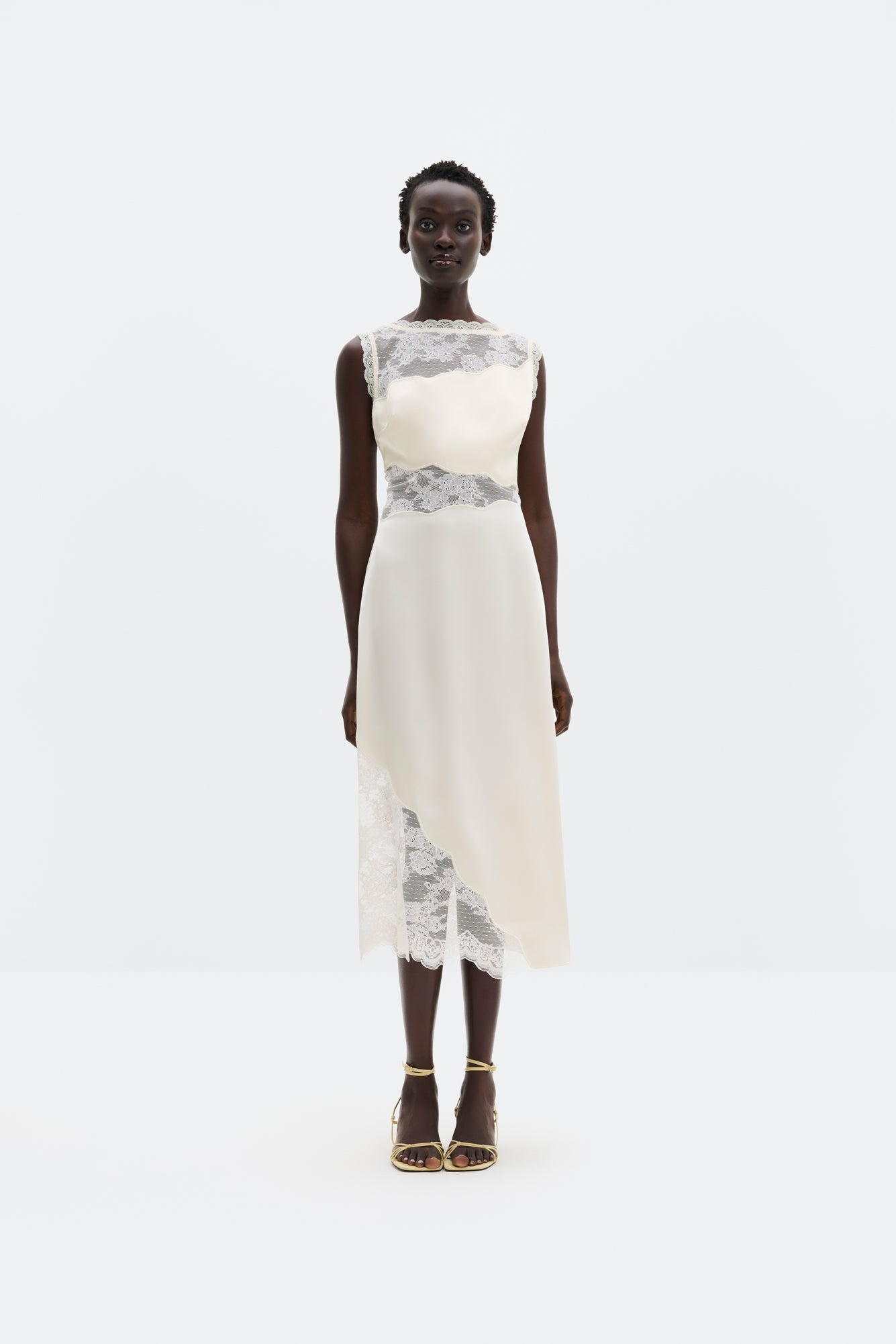 Desire Lace Trimmed Cut Out Midi Dress Vanilla