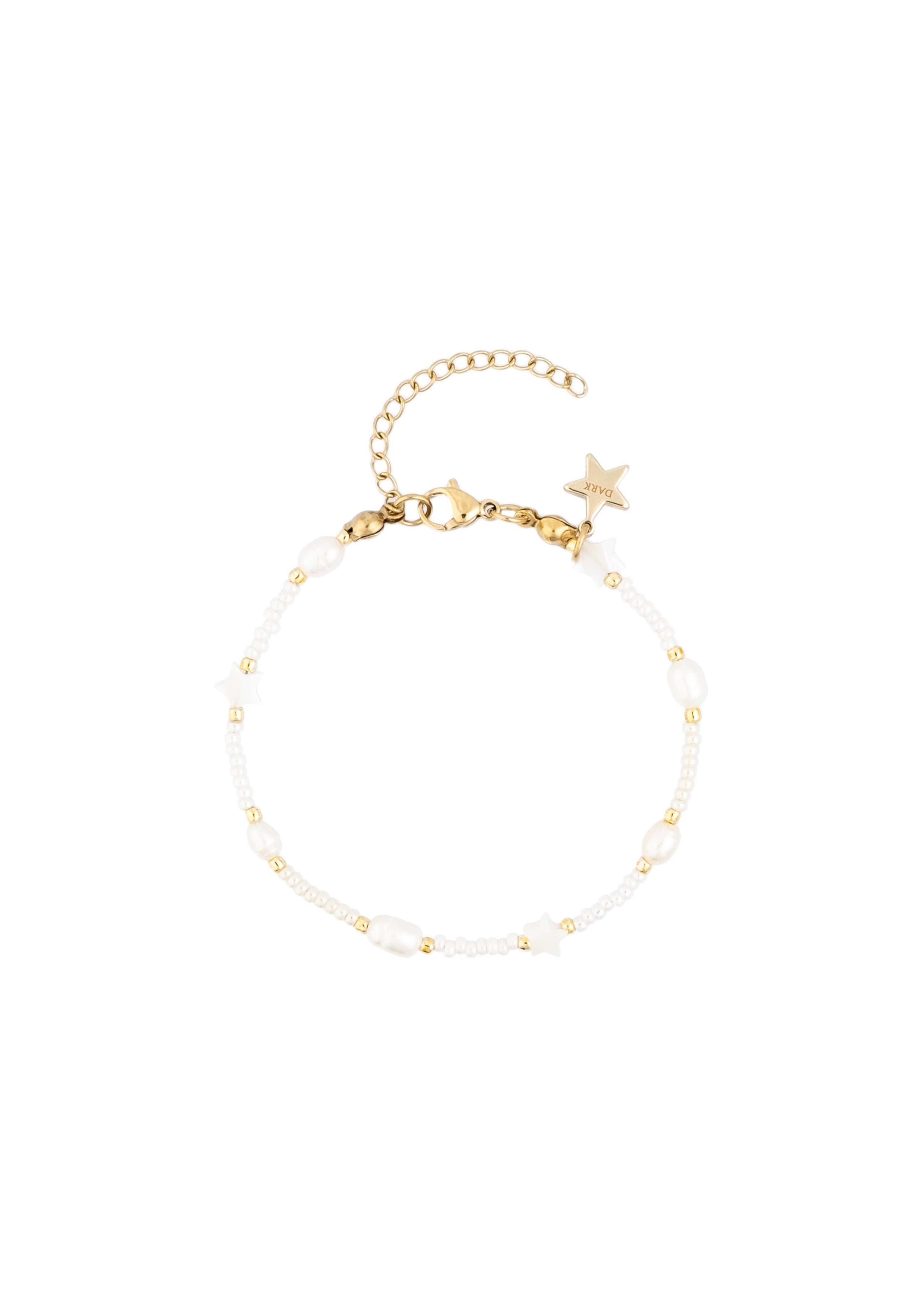 Glass Bead Bracelet w/ Mop Star & Pearls Off White