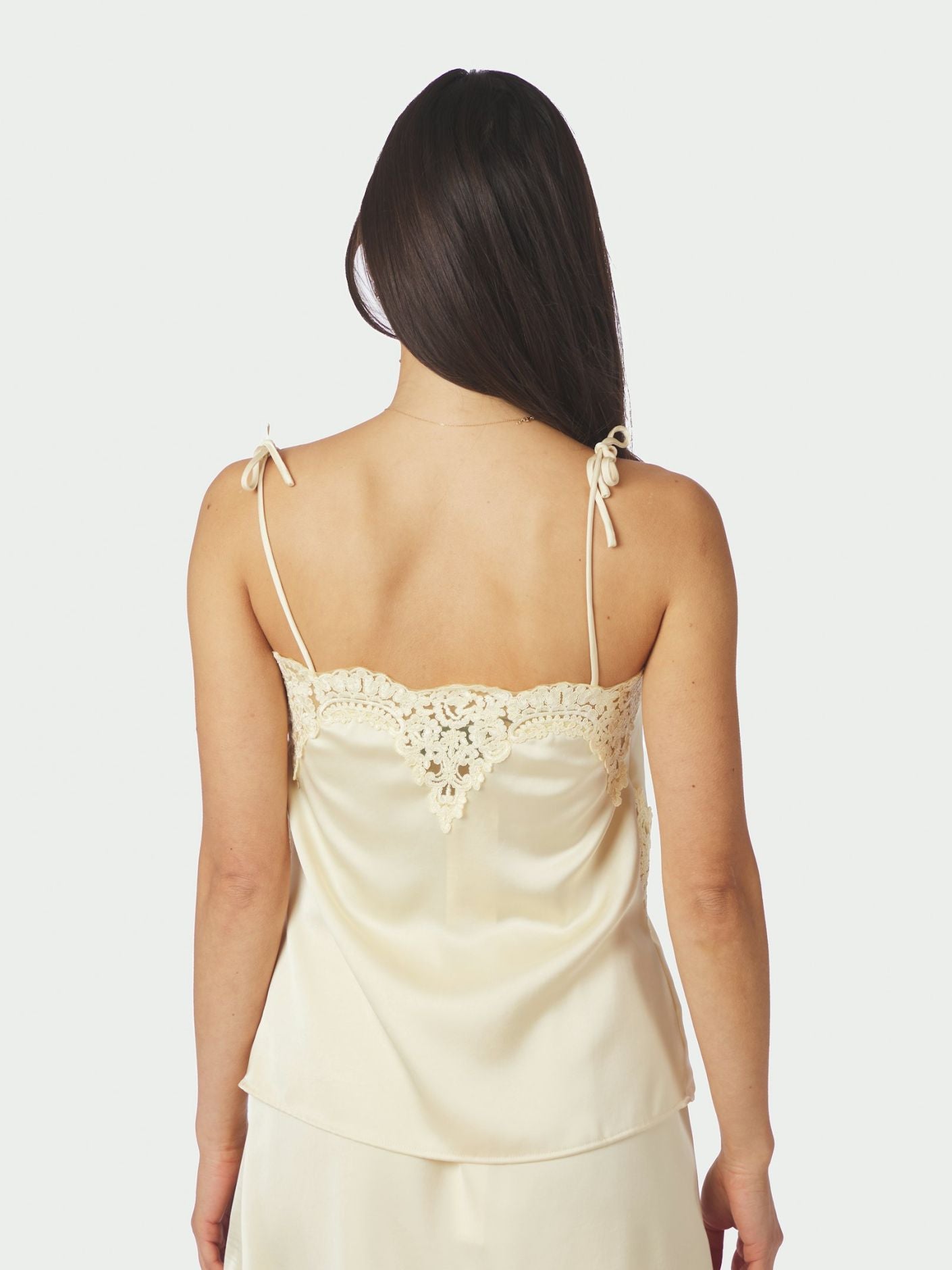Kaela Heavy Sateen Lace Top Light Yellow