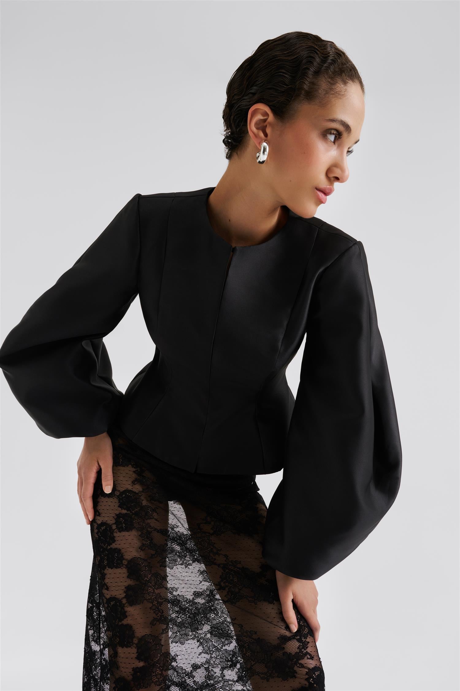 Vendela Balloon Sleeve Blouse Black