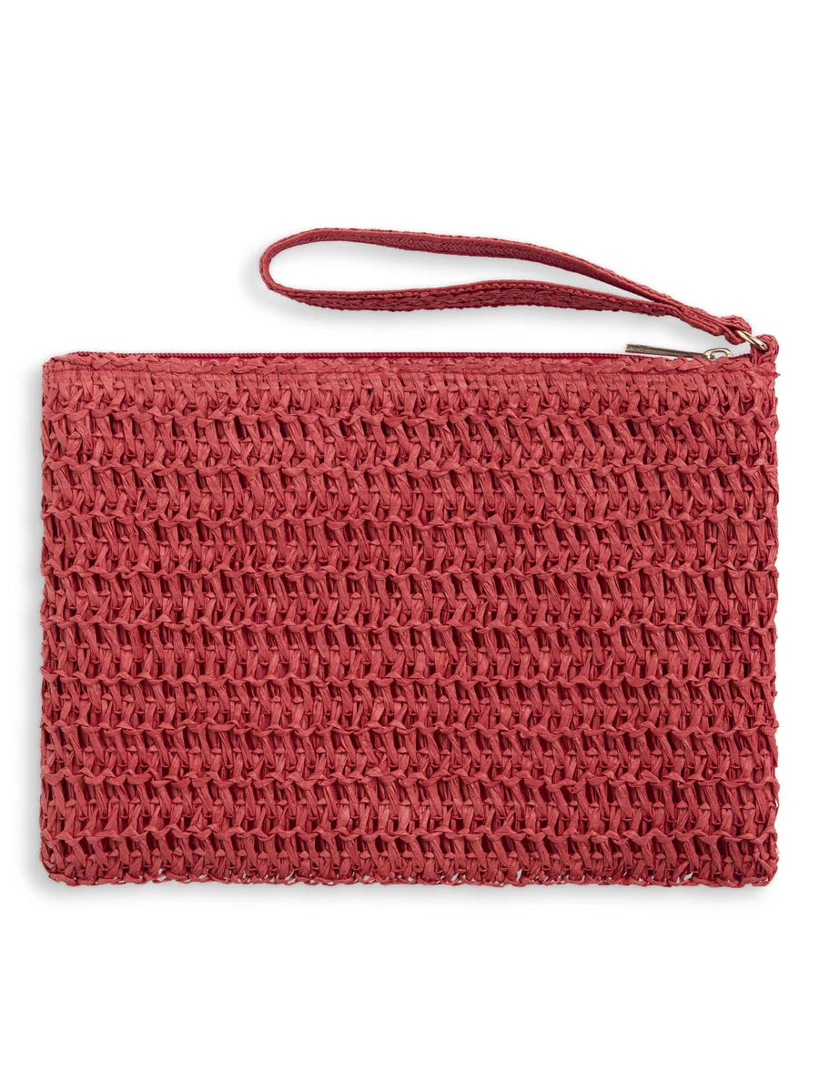 Mim Straw Clutch Red