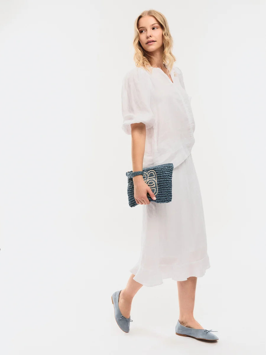 Mim Straw Clutch Blue