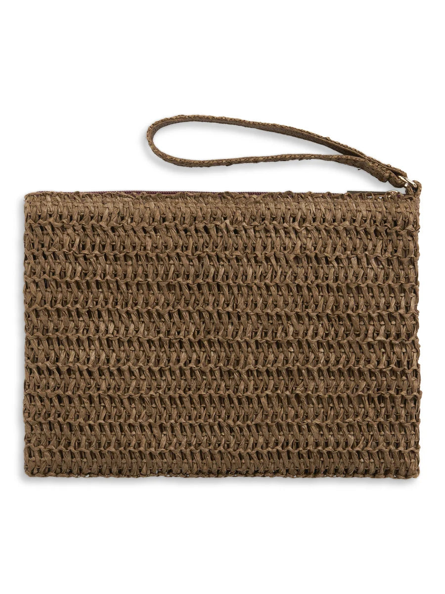 Mim Straw Clutch Brown
