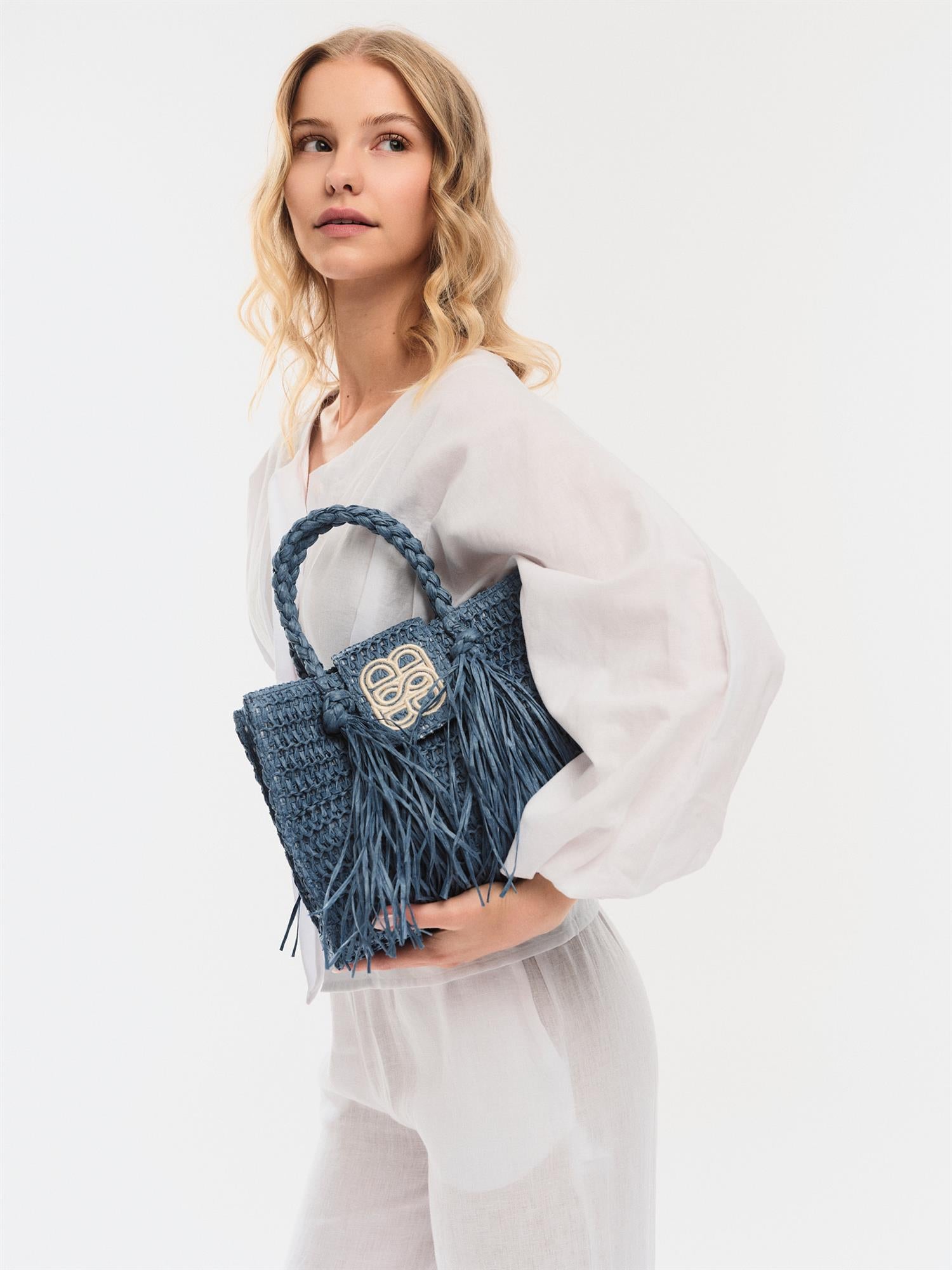 Sigrid Straw Bag Blue