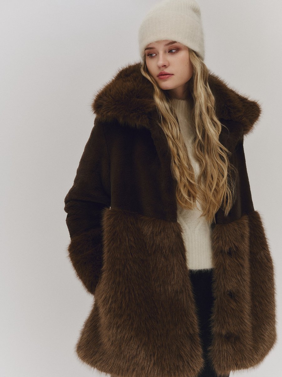 Anna Fake Fur Jacket Dark Brown