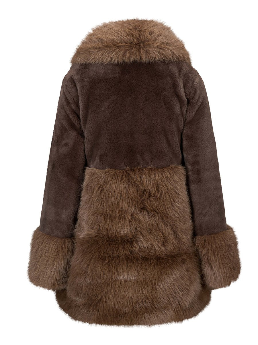 Anna Fake Fur Jacket Dark Brown