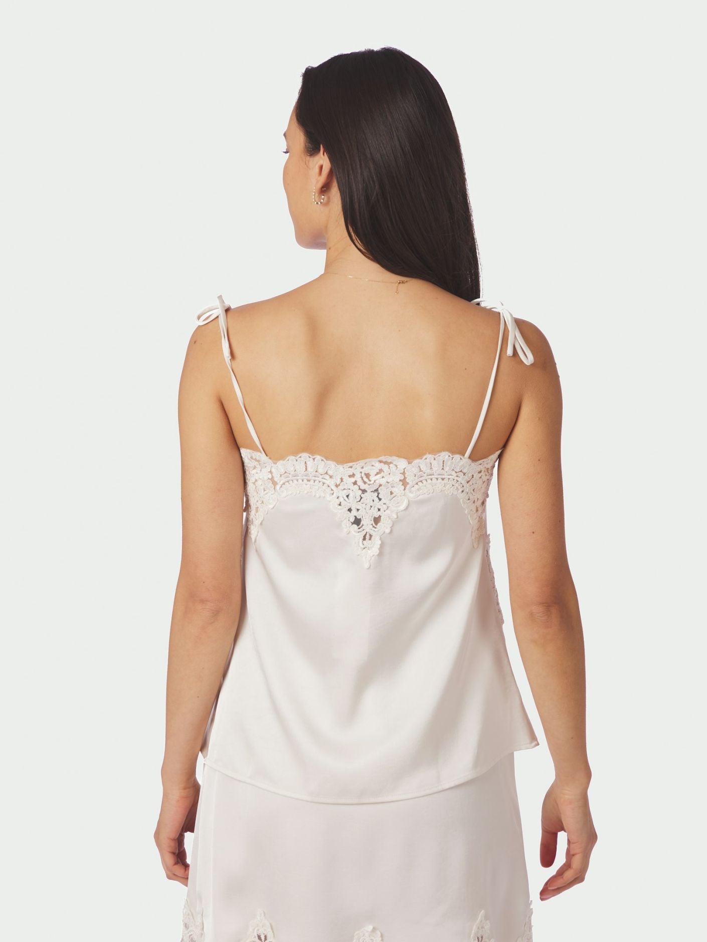 Kaela Heavy Sateen Lace Top Pearl