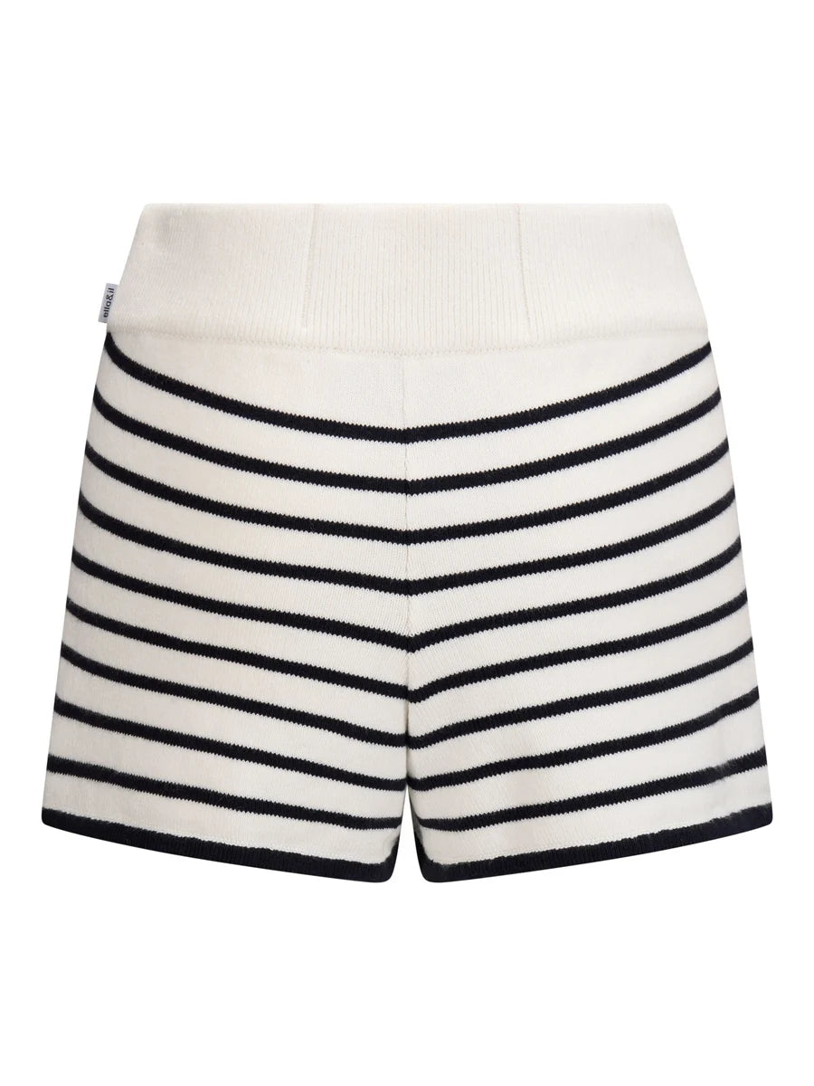 Mari Cotton Shorts Hvit Med Marineblå Striper