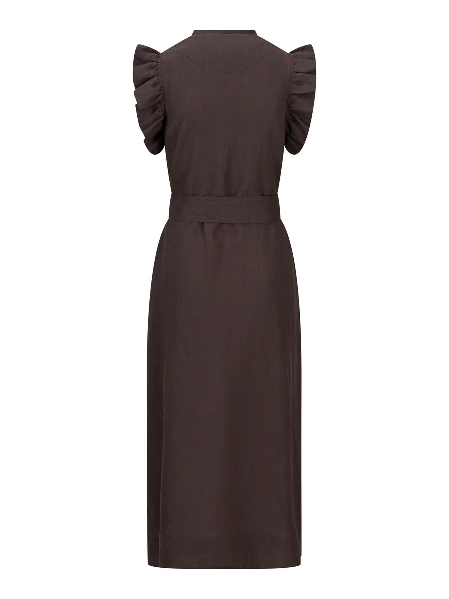 Pam Linen Dress Dark Brown