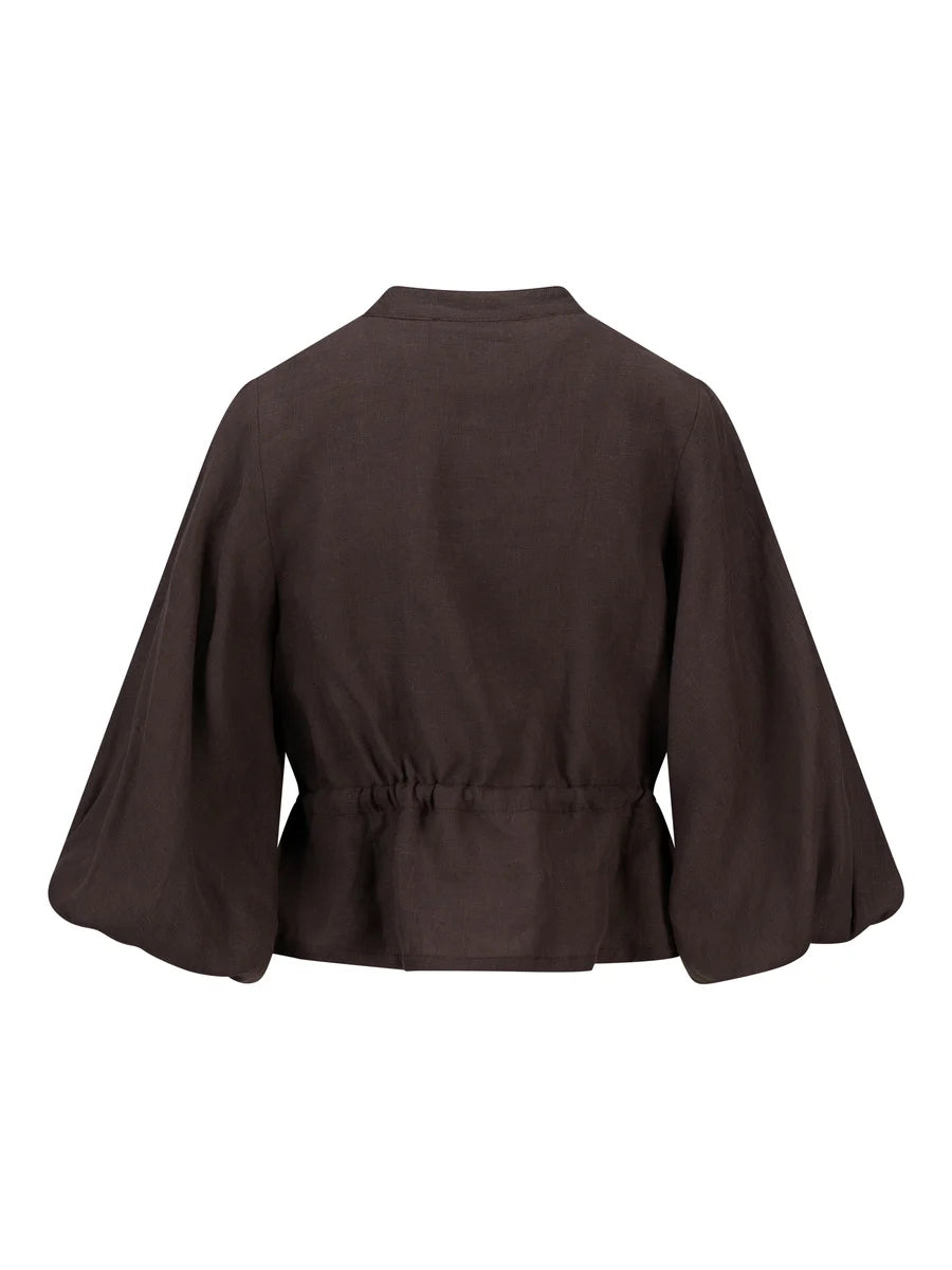 Camille Linen Shirt Dark Brown