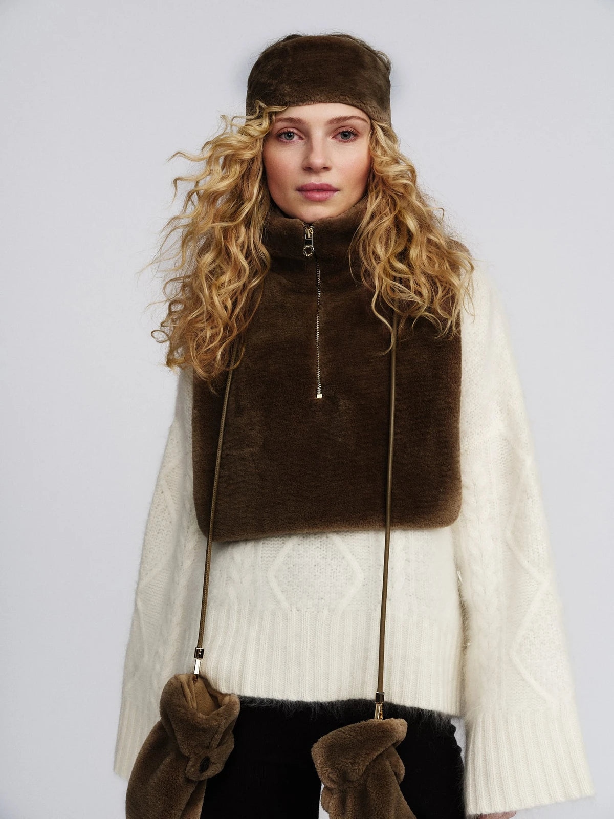 Mie Shearling Headband Brown