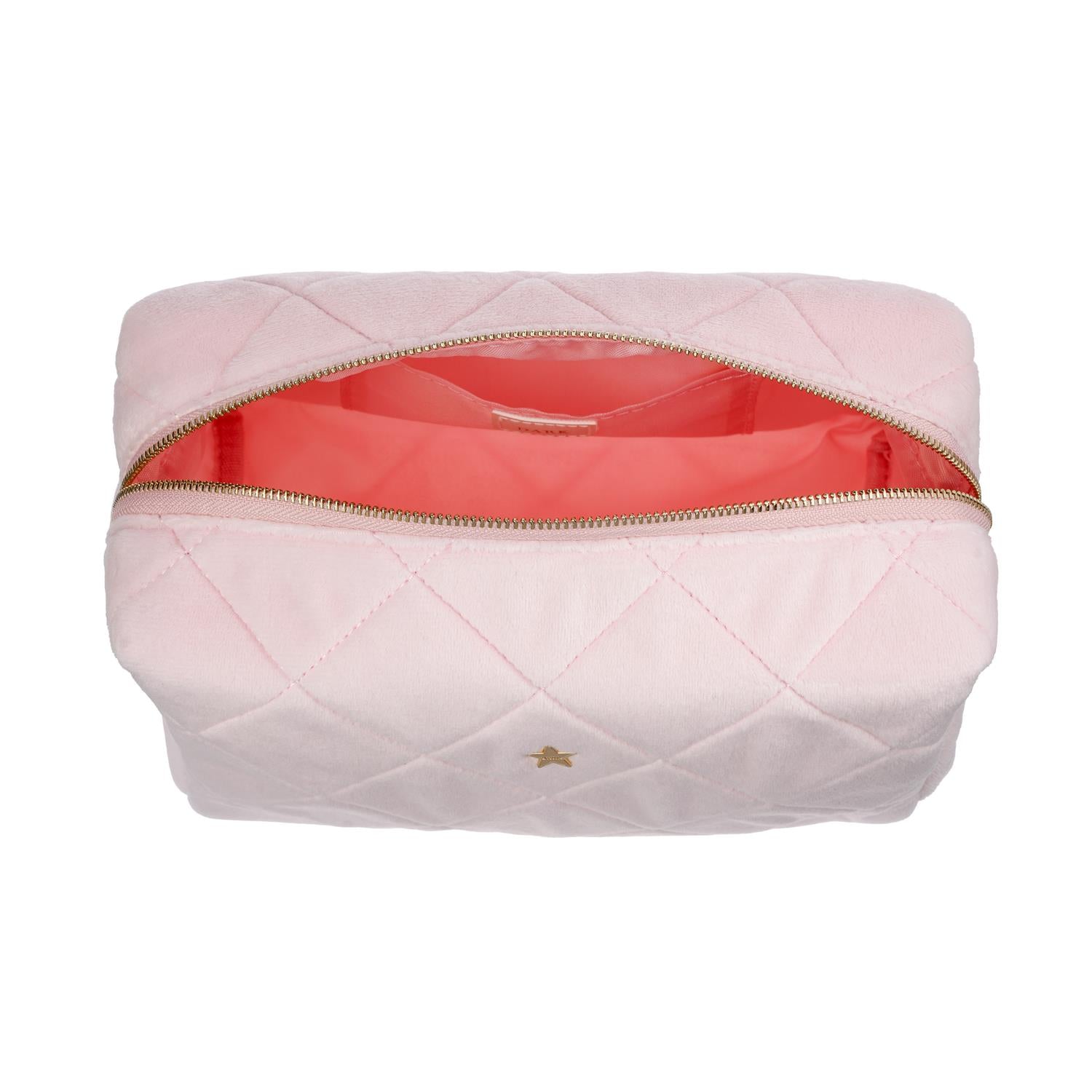 Velvet Square Quilted Make-Up Pouch Large Cotton Candy