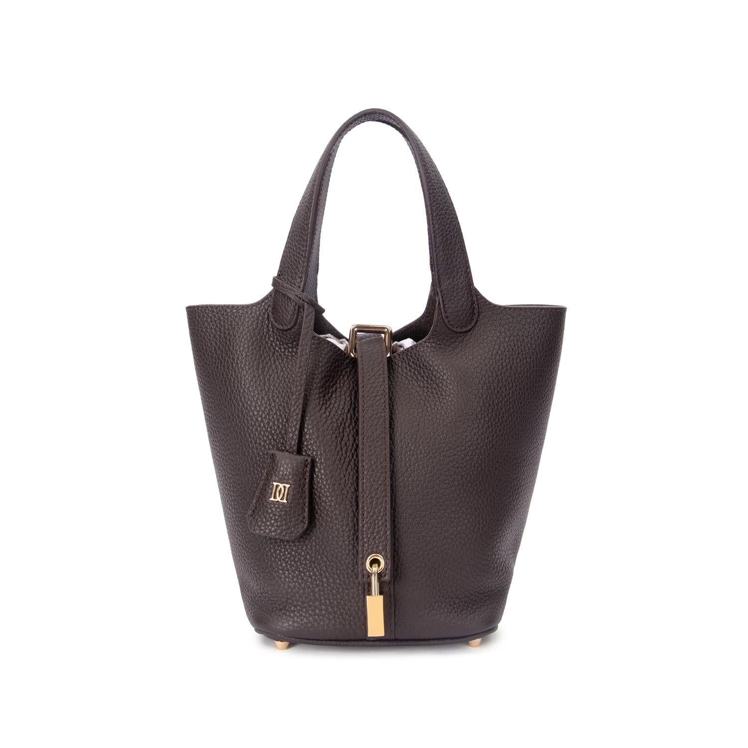 Leather Bucket Bag Mini Chocolate Brown