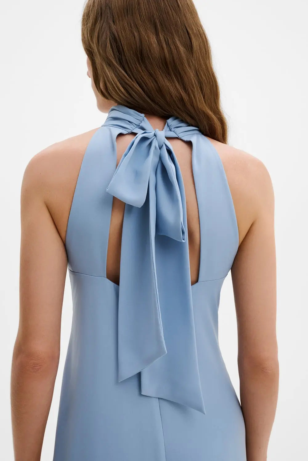 Sabrina Halterneck Ruffled Maxikjole Sky