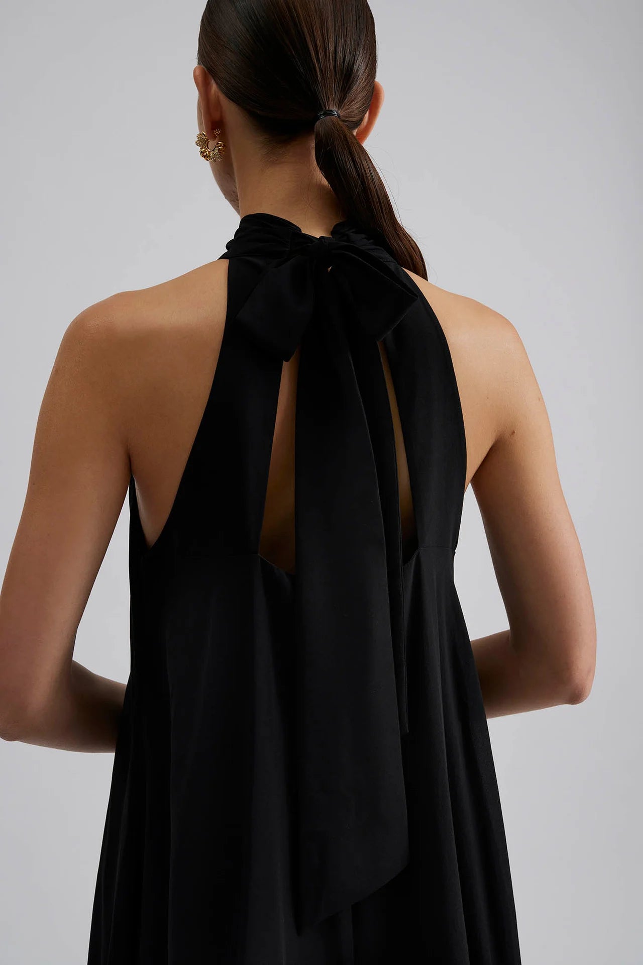 Sabrina Halterneck Ruffled Maxi Dress Black