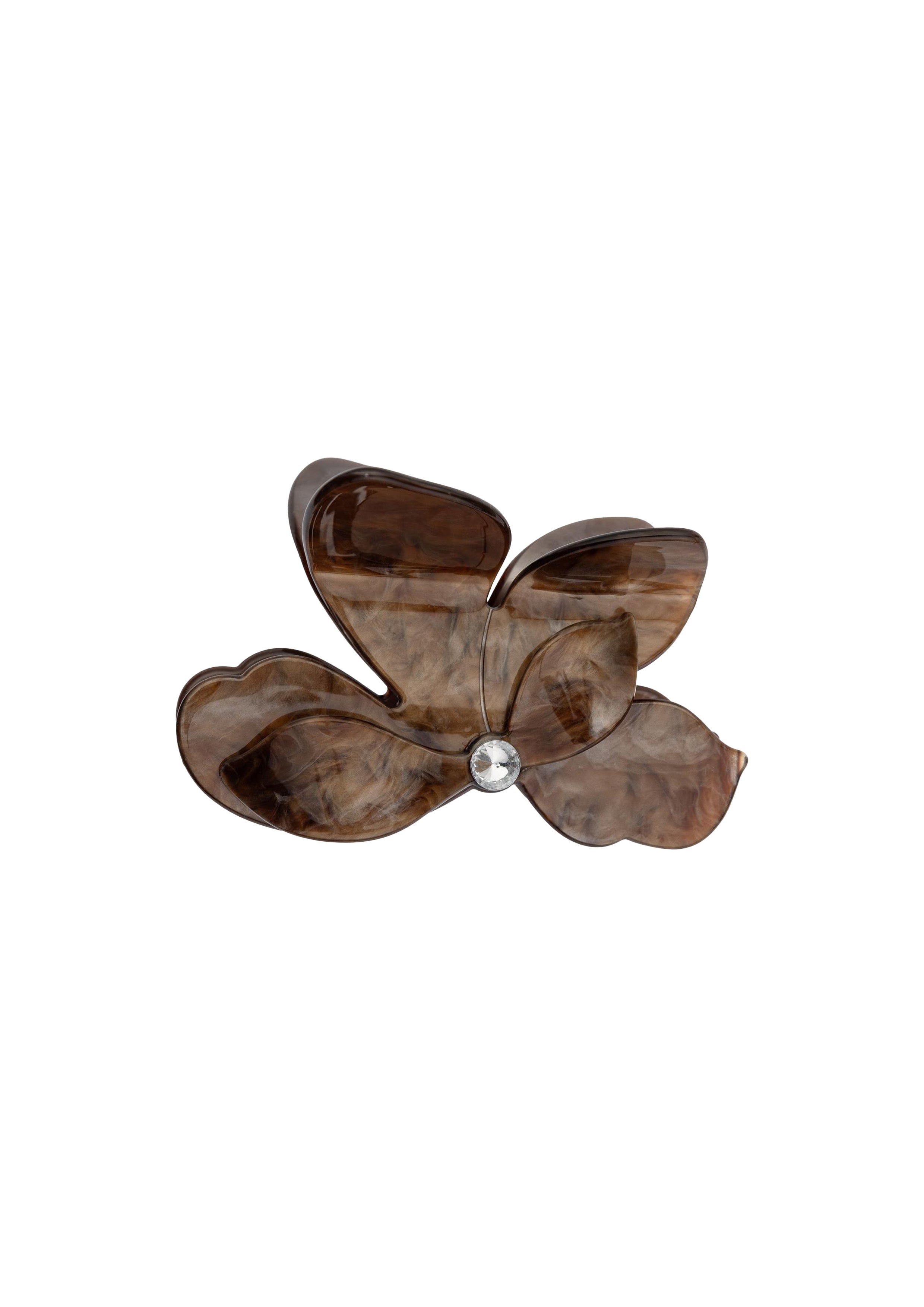 Orchid Flower Hair Claw Chocolate Brown