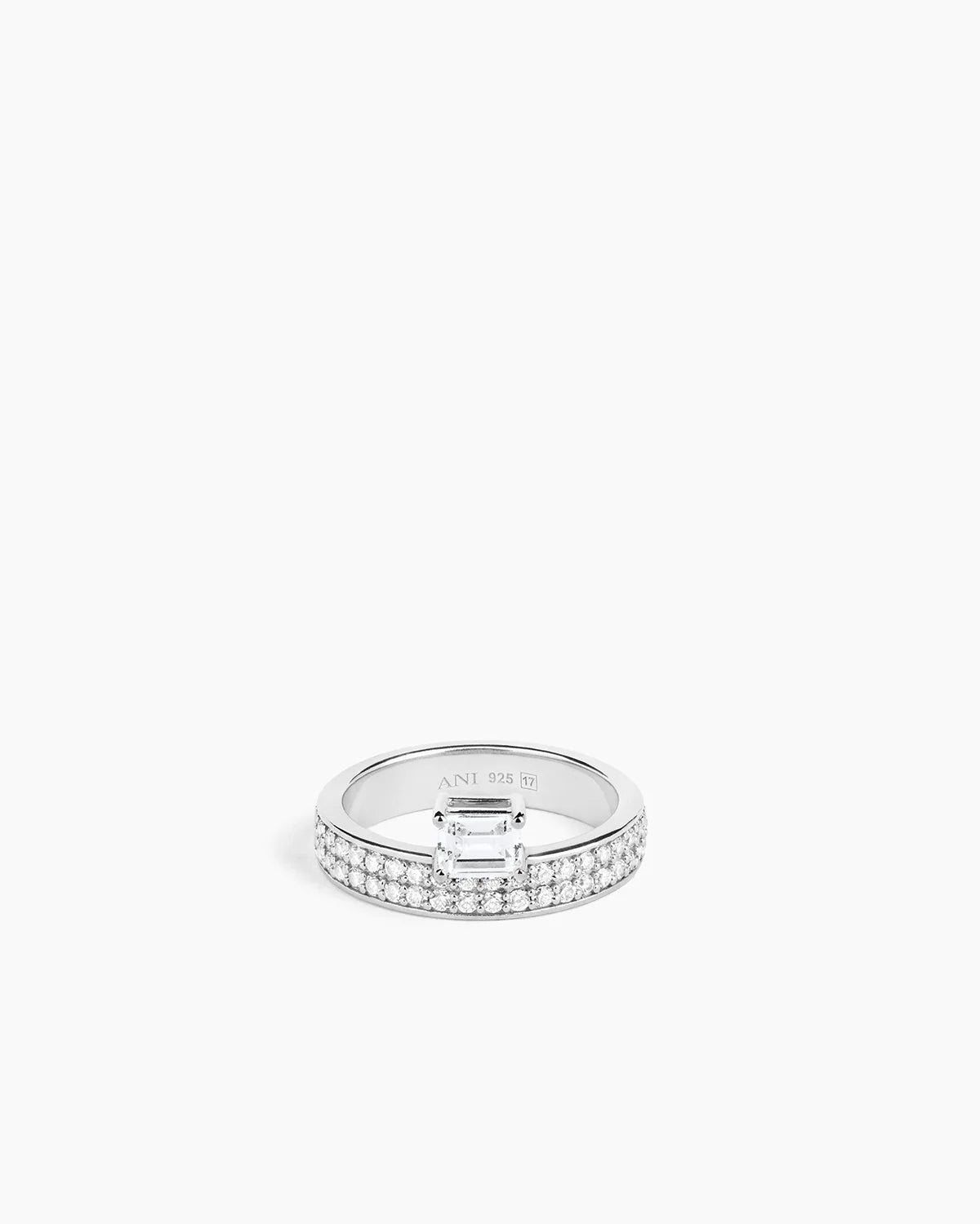 Double Sopra Pave Ring Silver