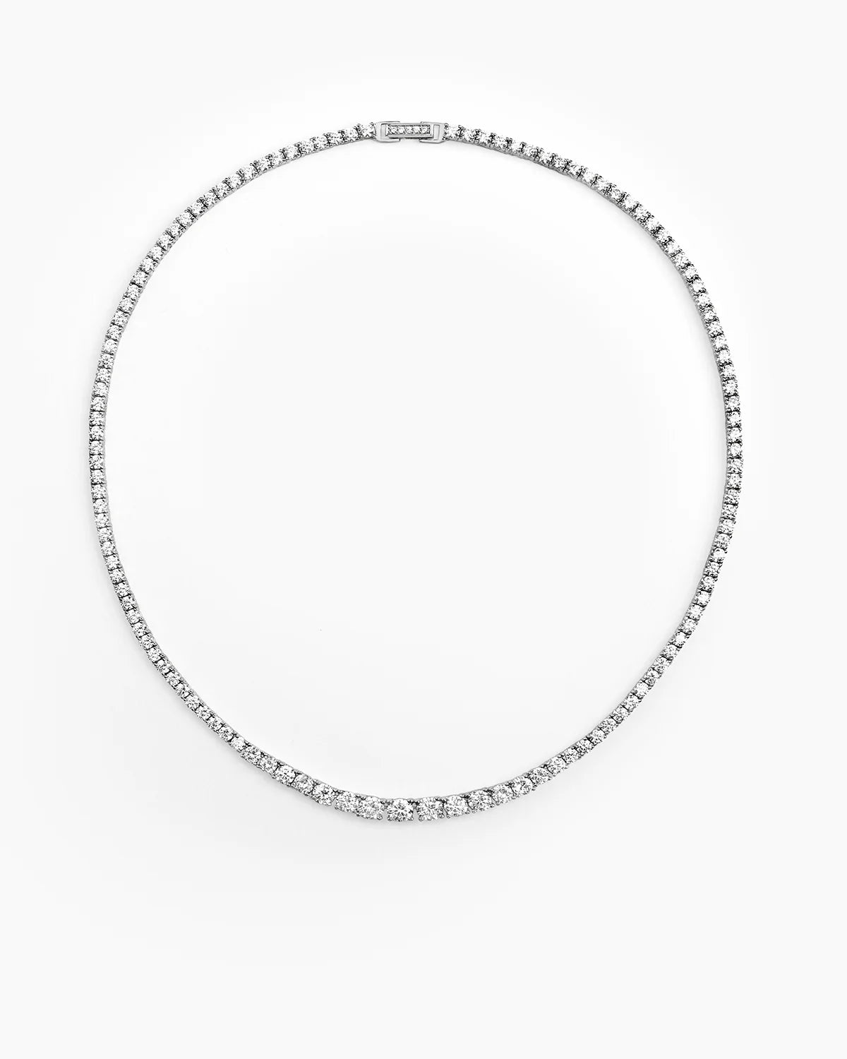 Dropped Tennis Necklace Silver