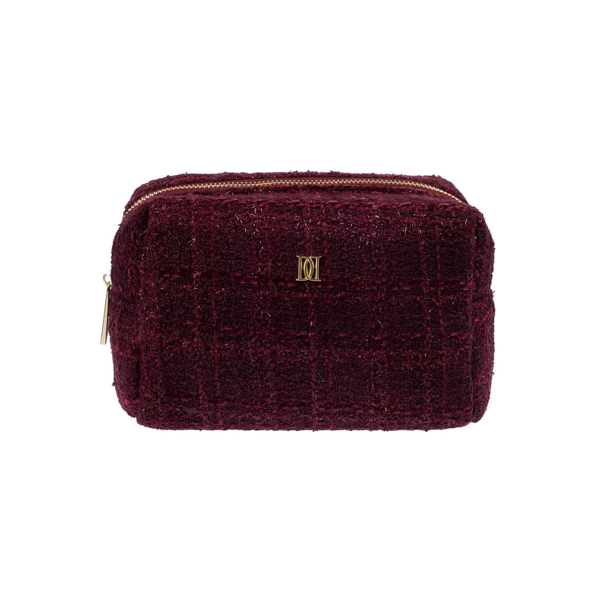 Tweed Make-Up Pouch Small Bordeaux