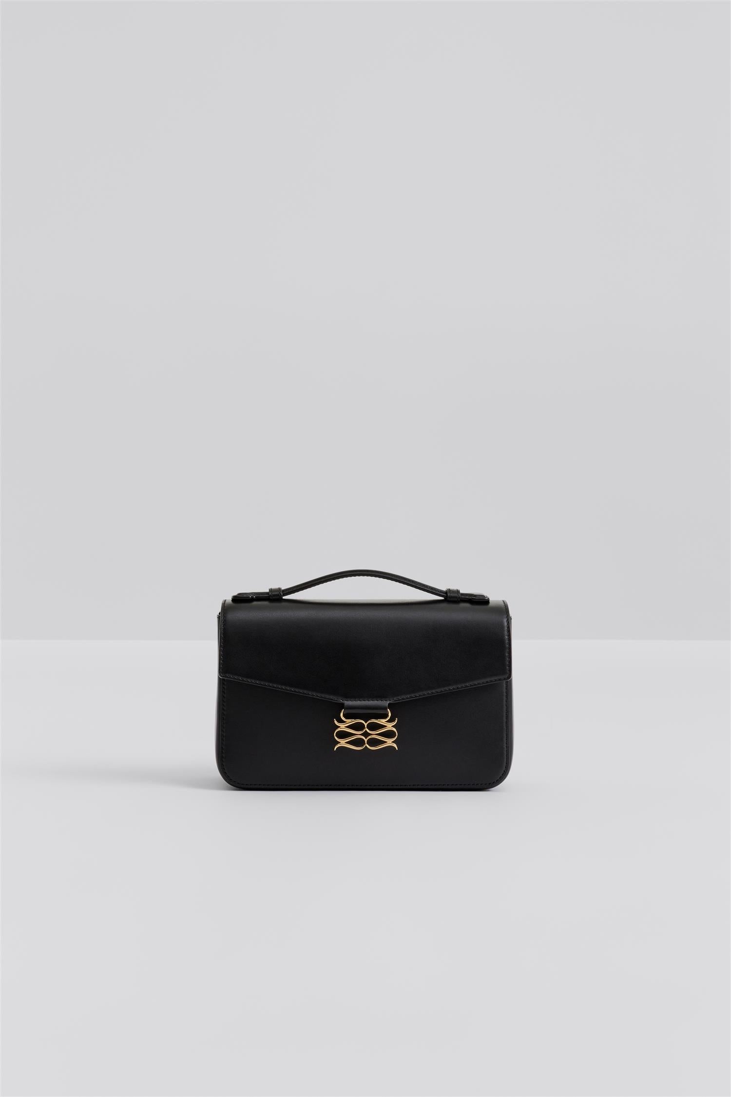 Monogram Leather Shoulder Bag Black