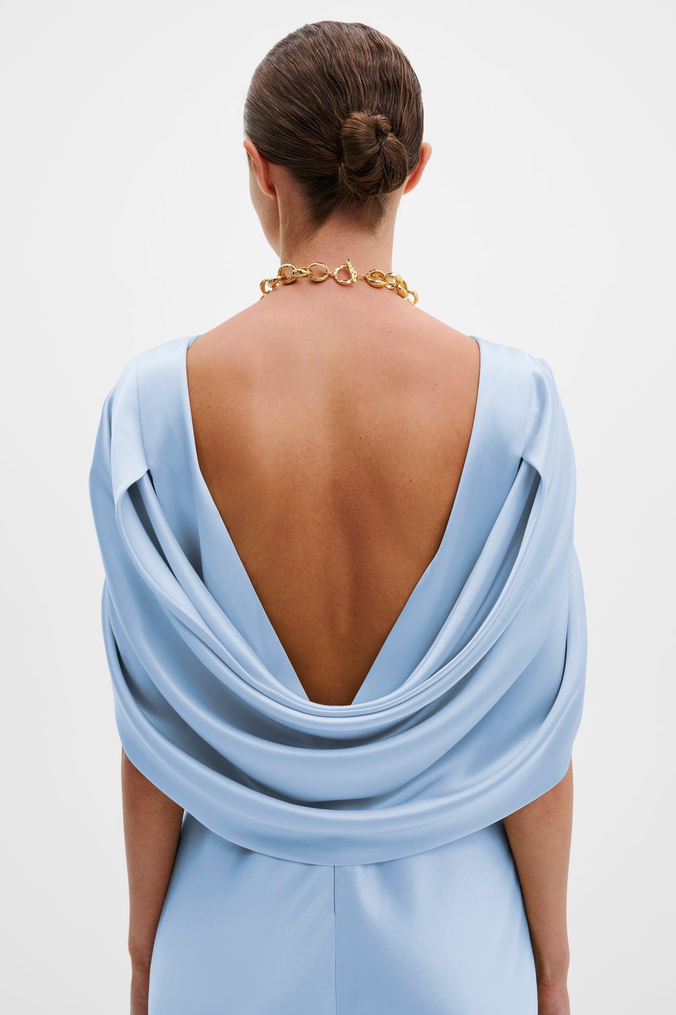 Louise Draped Back Maxi Dress Dusty Blue