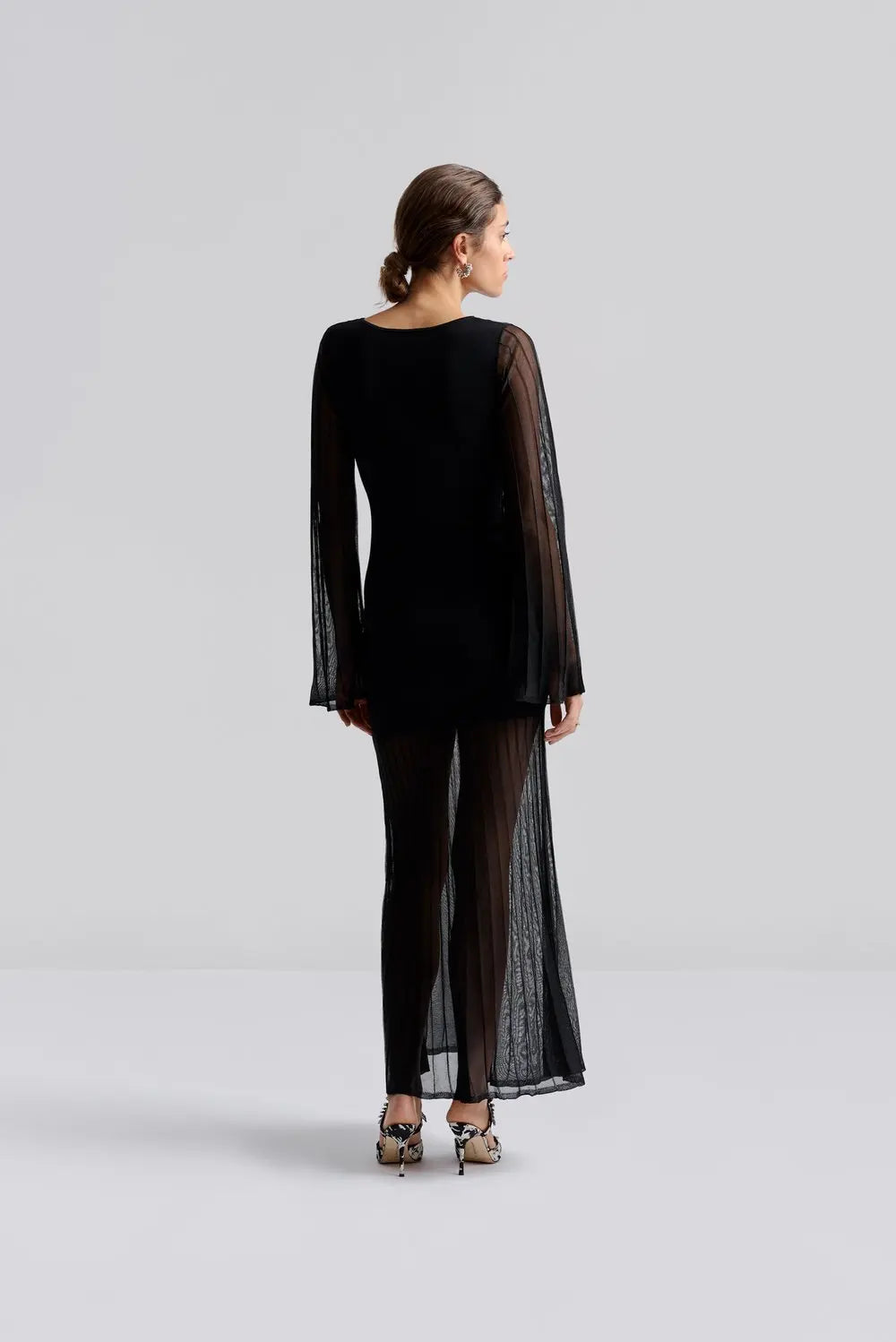 Haisley Sheer Knitted Maxi Dress Black