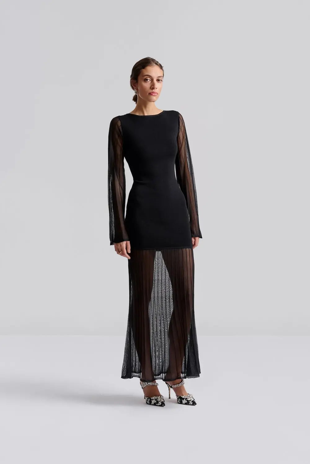 Haisley Sheer Knitted Maxi Dress Black