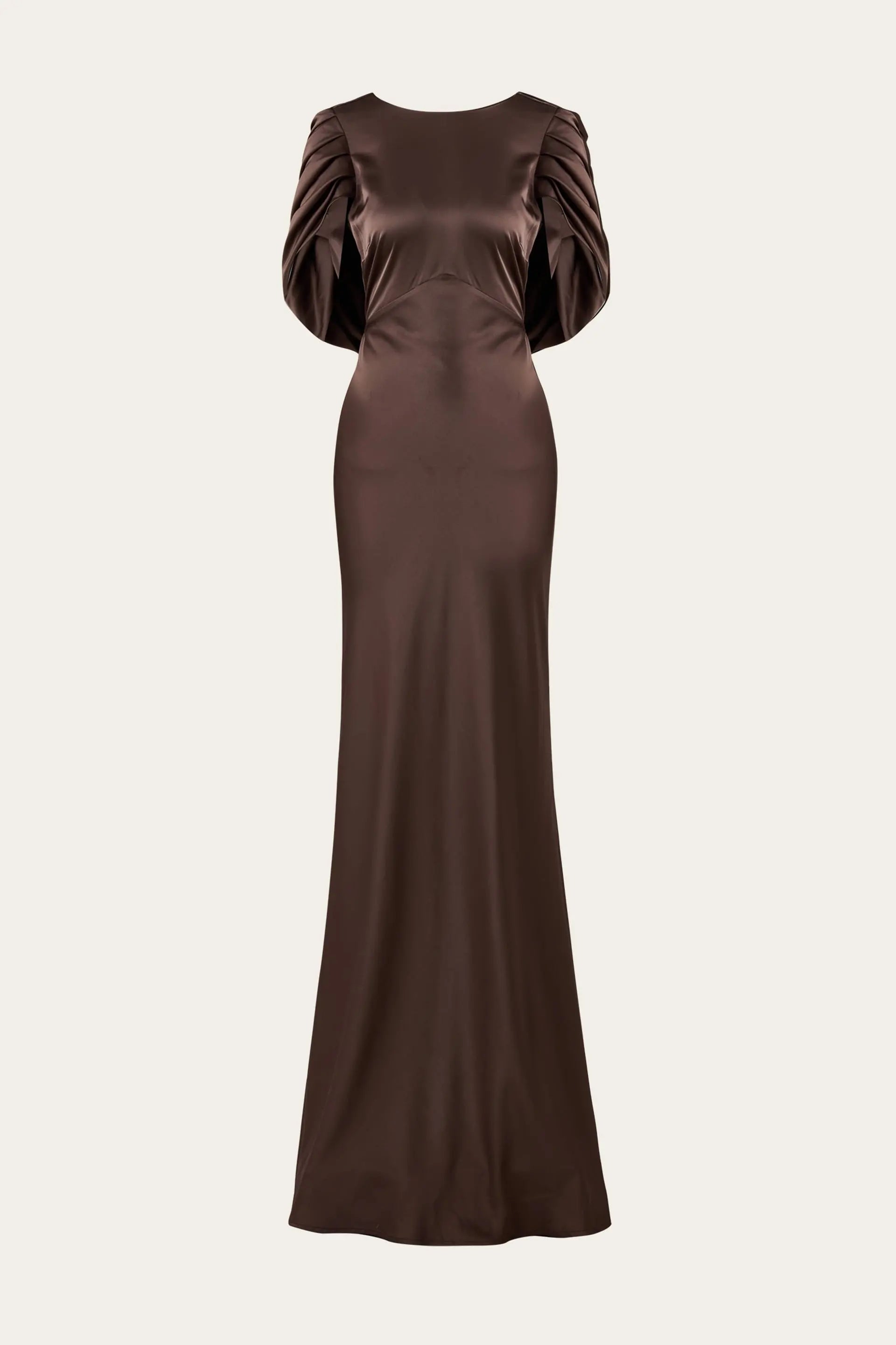 Louise Draped Back Maxi Dress Chocolate