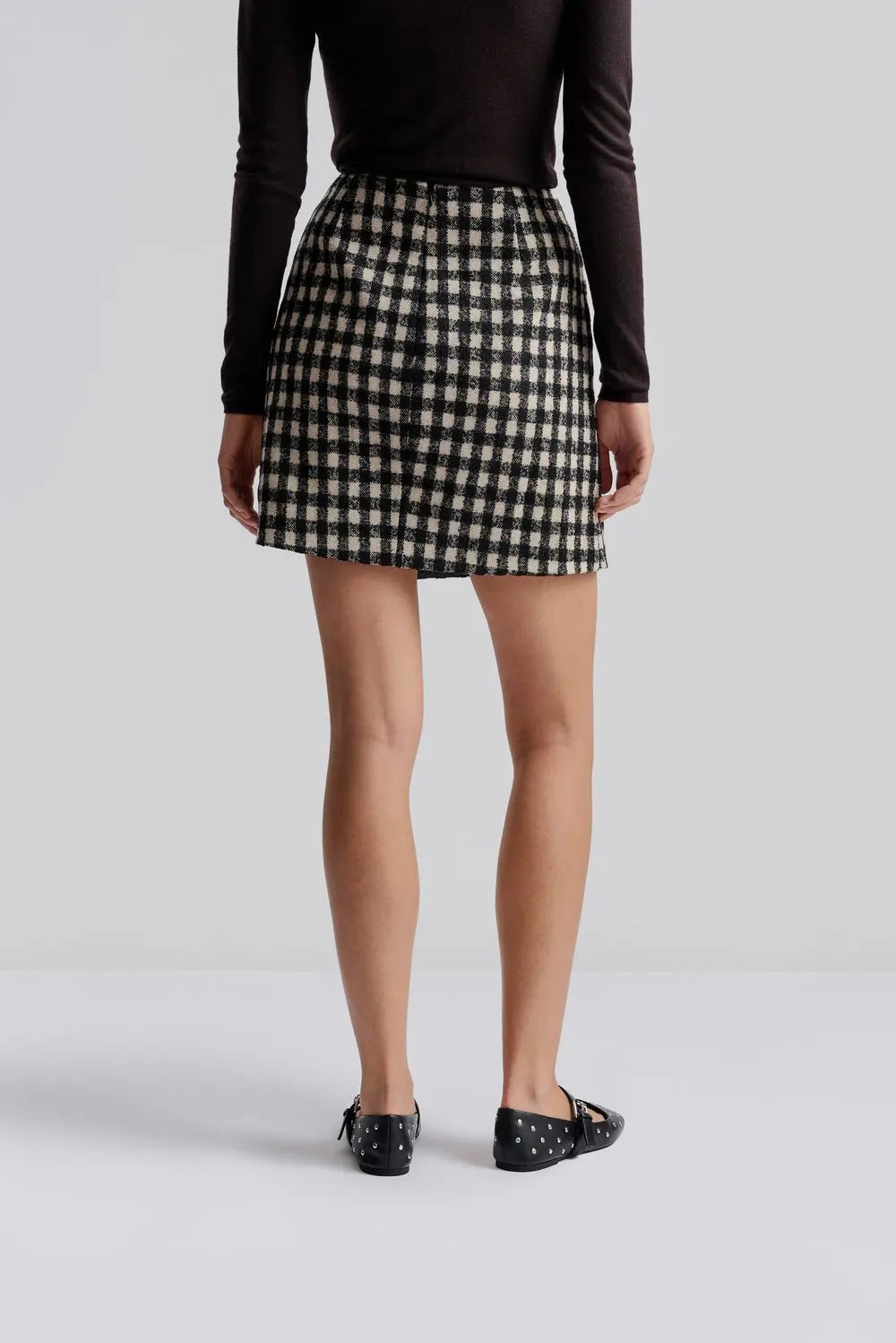 Farrah Boucle Mini Skirt Black Checks