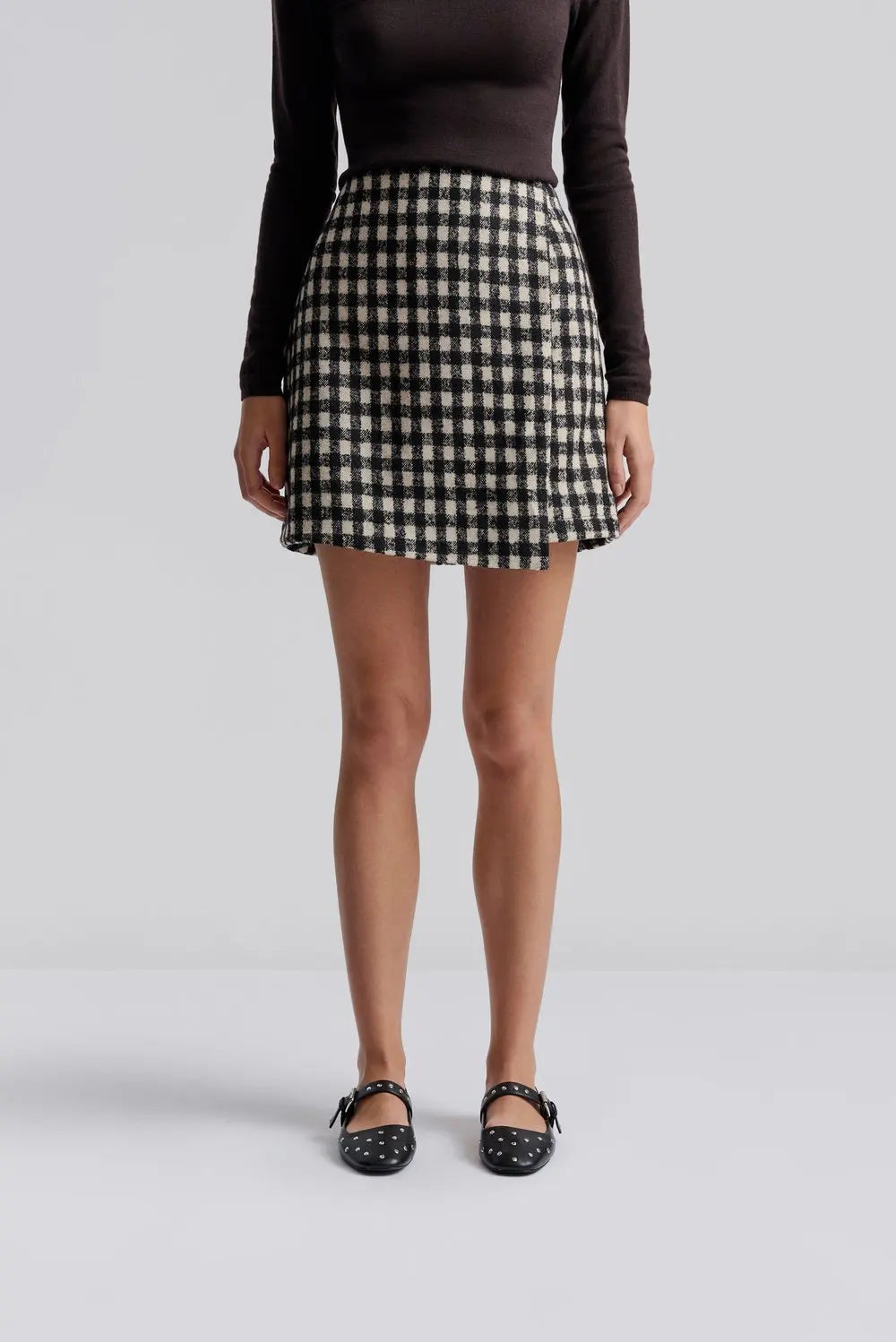 Farrah Boucle Mini Skirt Black Checks