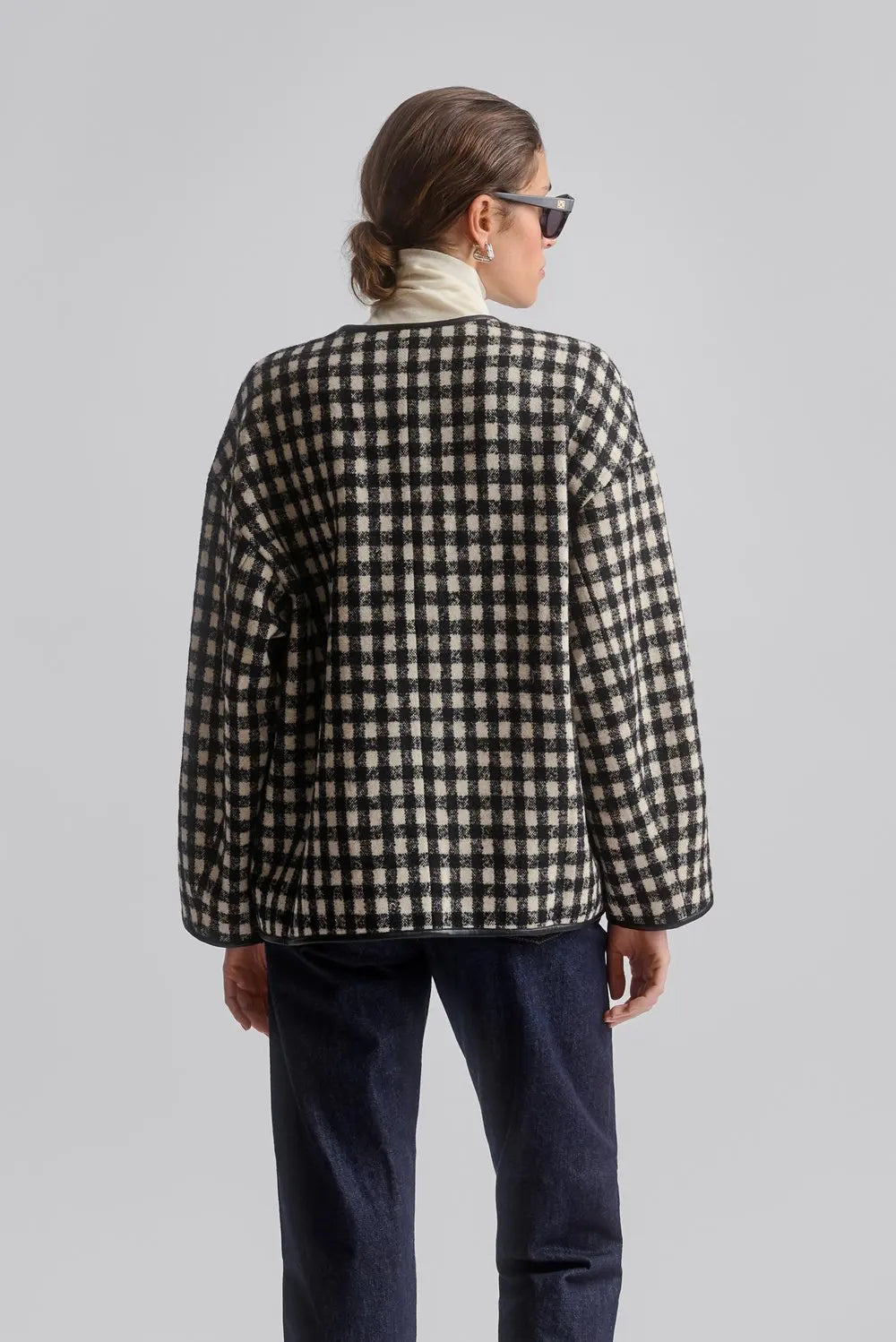 Lou Checked Wool Blend Jacket Black Checks