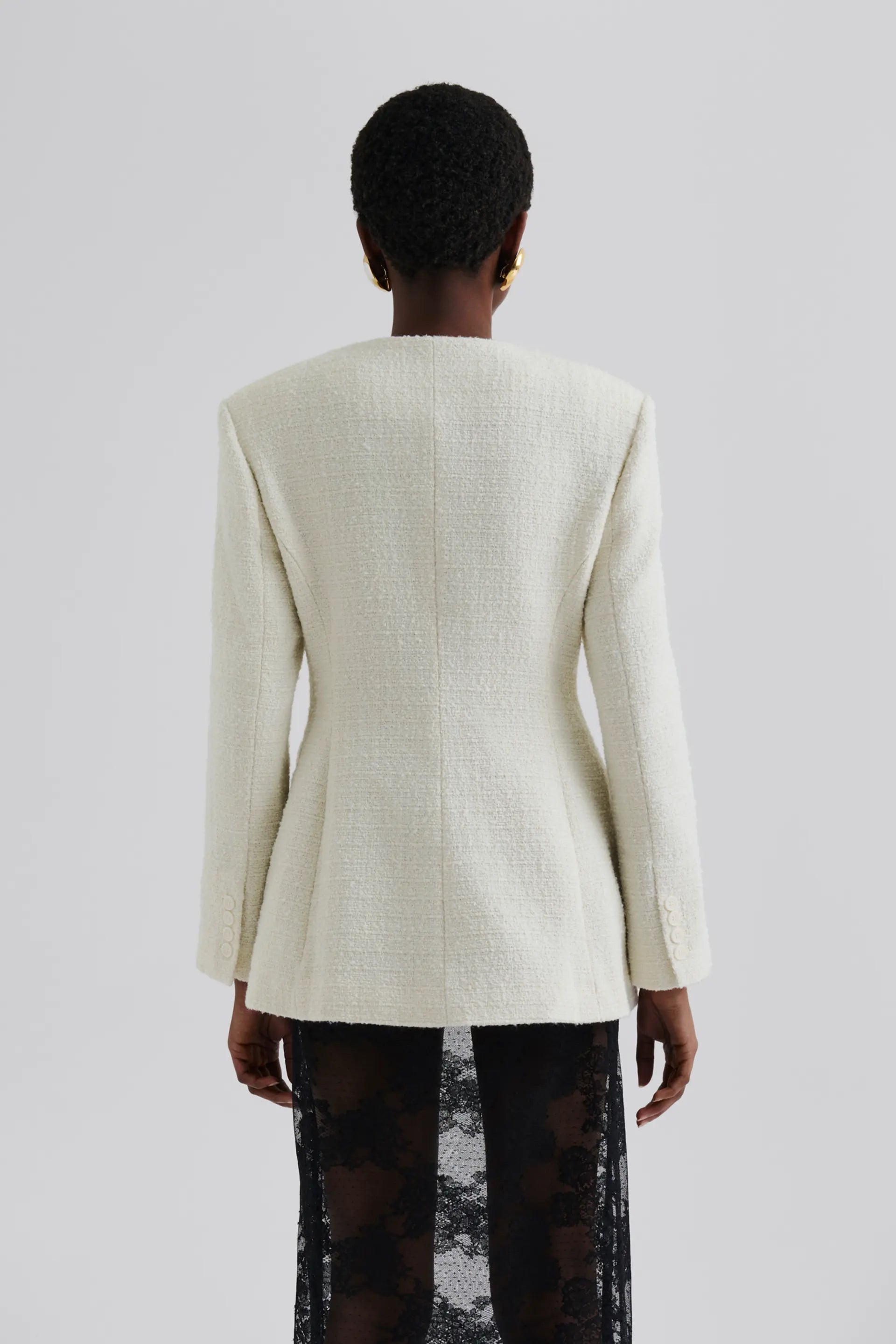 Carol Fitted Round Neck Blazer Vanilla