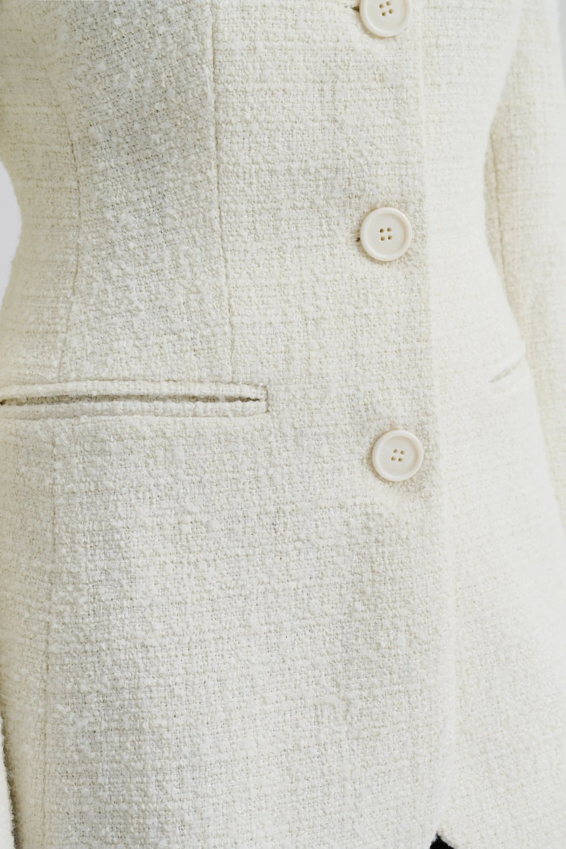 Carol Fitted Round Neck Blazer Vanilla