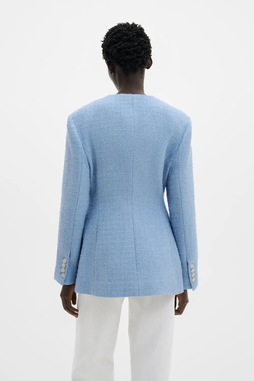Carol Fitted Round Neck Blazer Sky
