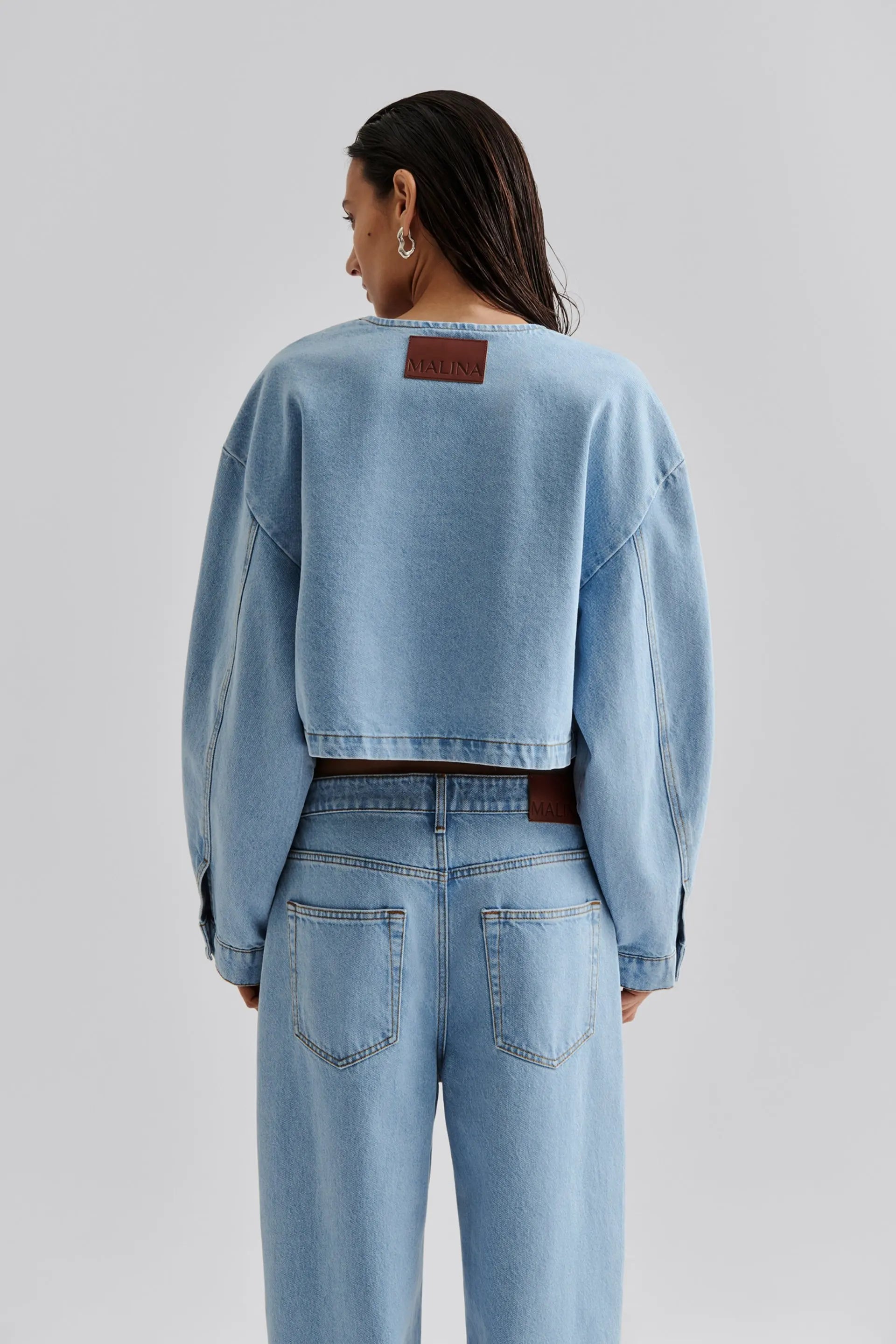 Elowen Cropped Denim Jacket Light Blue Wash