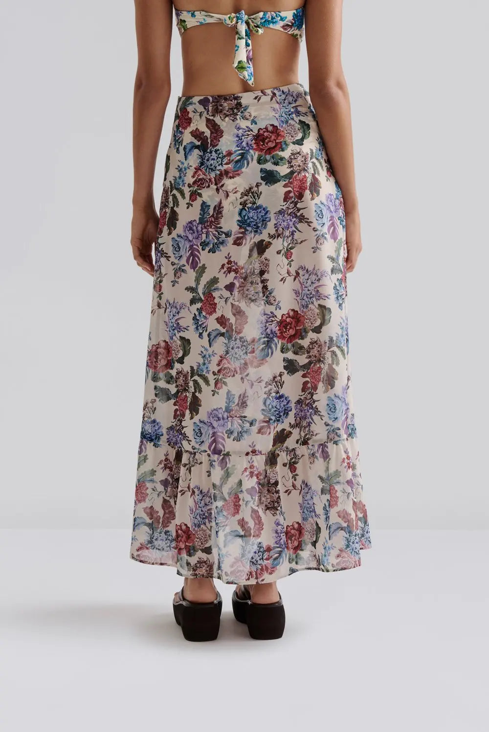 Amandine Side Slits Beach Skirt Botanic Florals