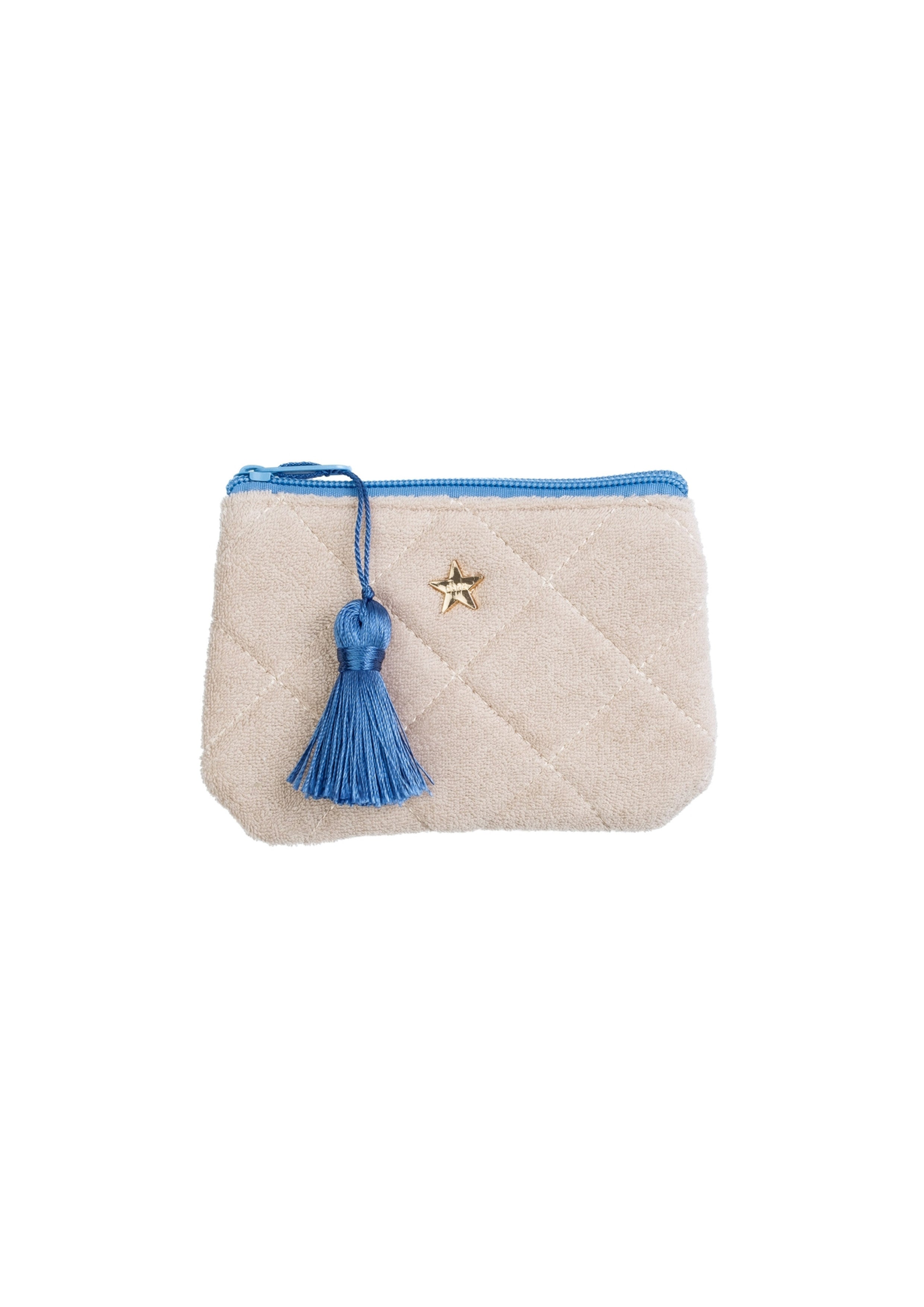 TERRY QUILTED MINI POUCH SAND W/IBIZA BLUE TERRY QUILTED MINI POUCH SAND W/IBIZA BLUE