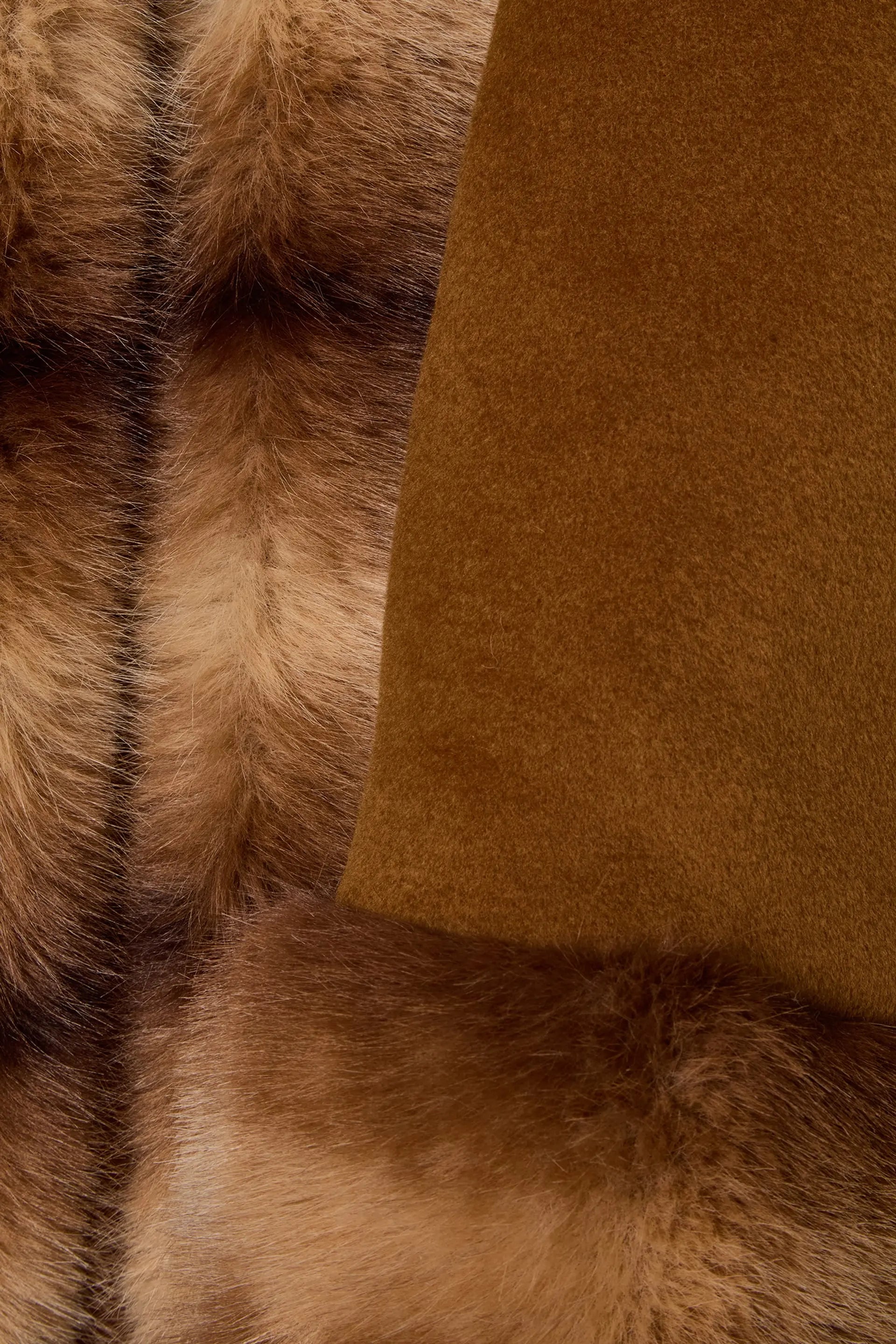 Anouk Yve Faux Fur Wool Coat Camel