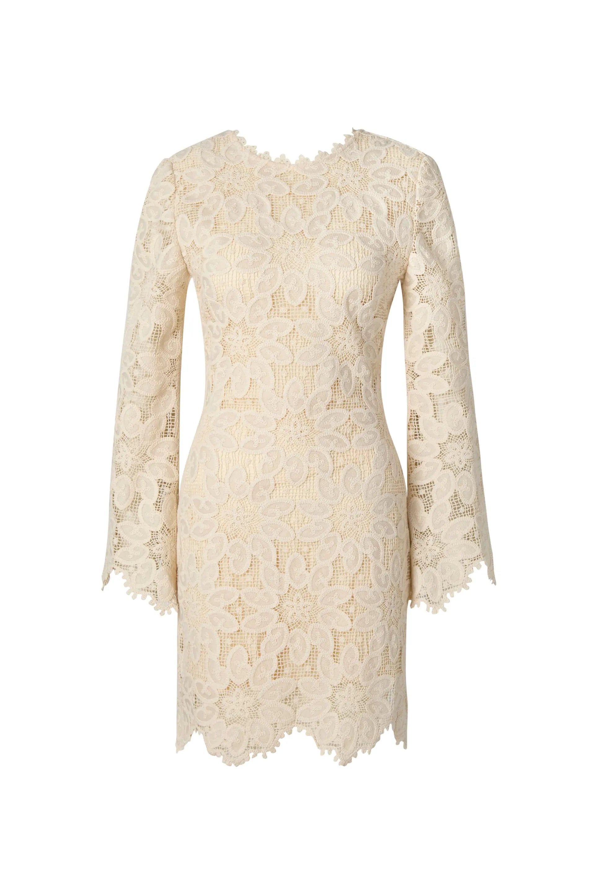Imani Guipure Lace Mini Dress Sand