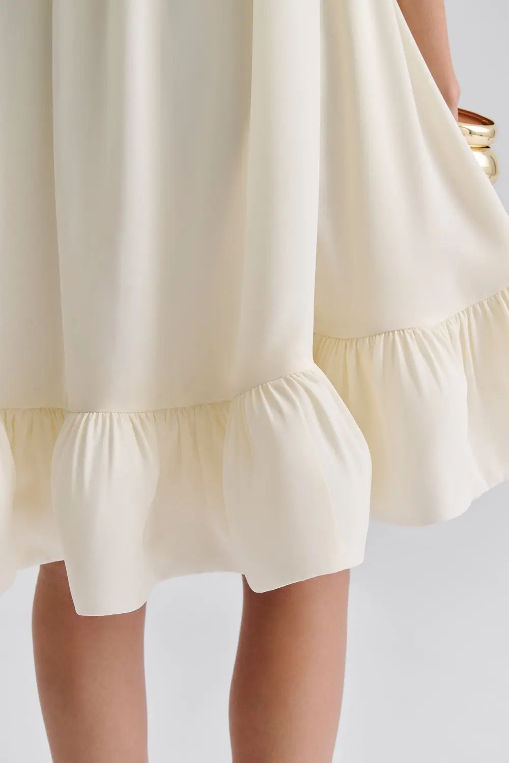 Mikala Strapless Ruffled Mini Dress White
