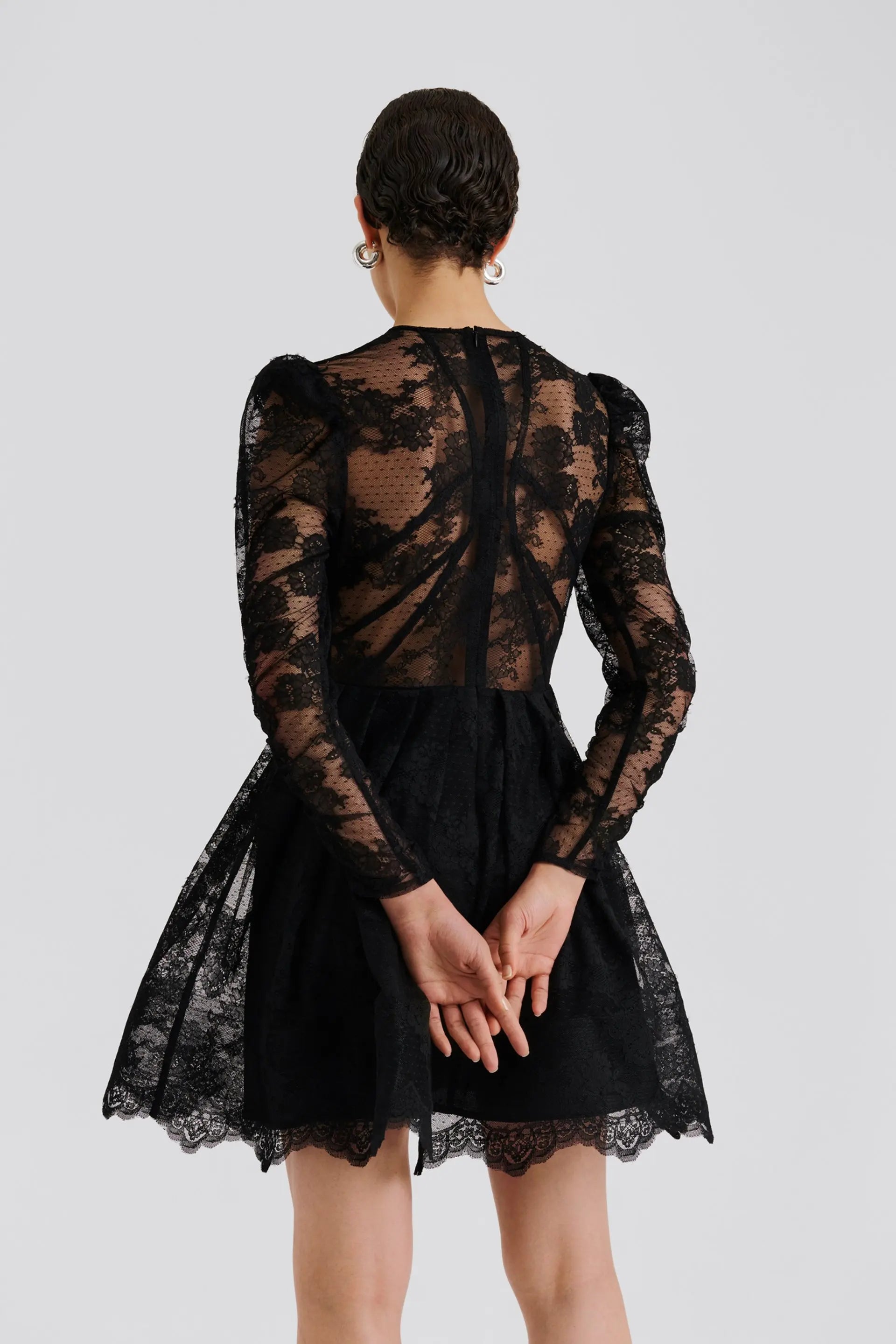Leoni Lace Mini Dress Black