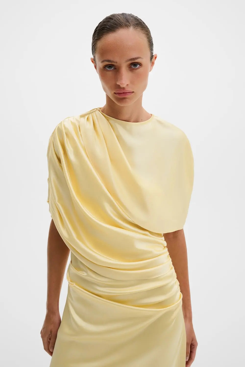 Cassia Drapert Figursydd Maxikjole Lys Gul