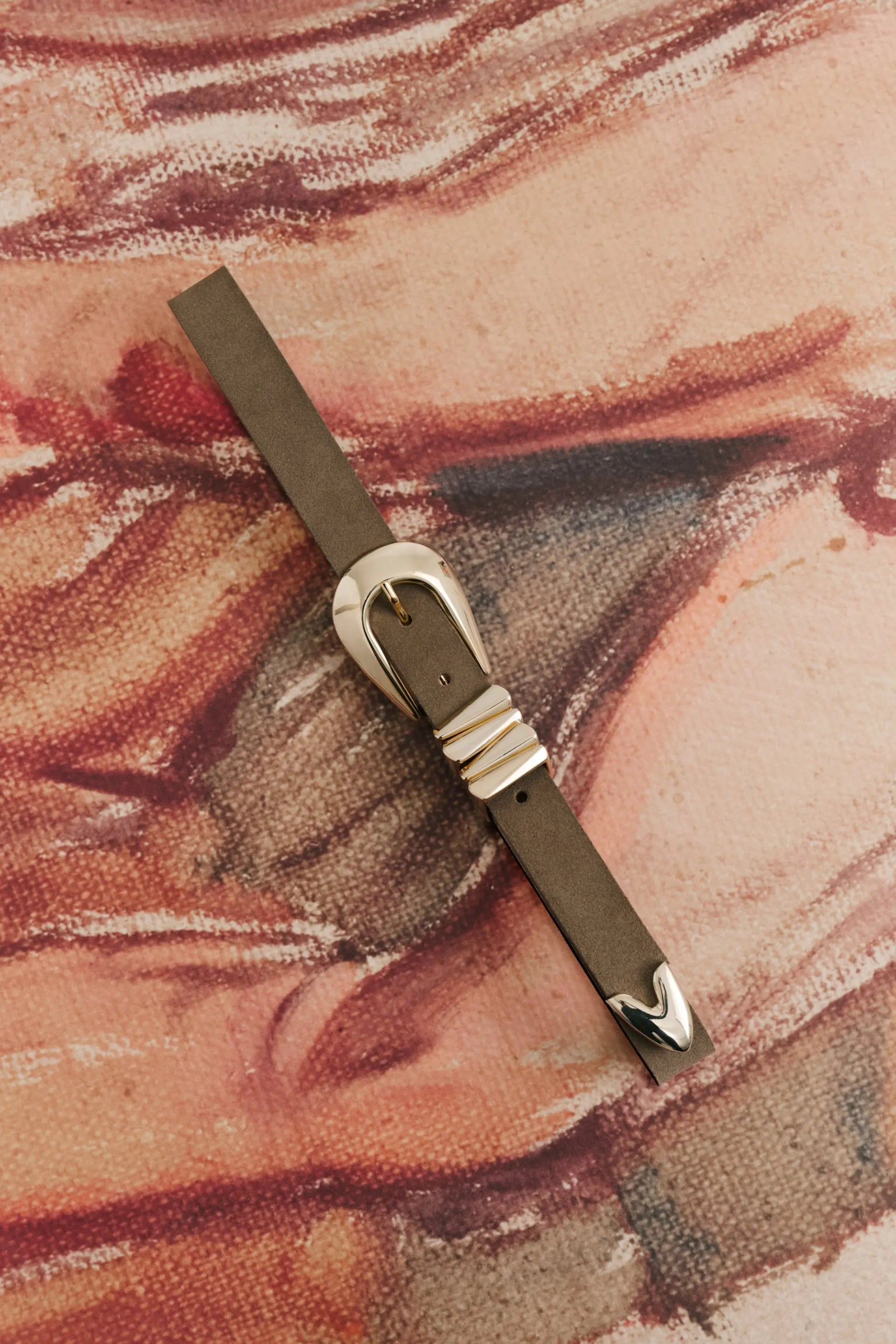 Azelia Buckle Leather Belt Taupe