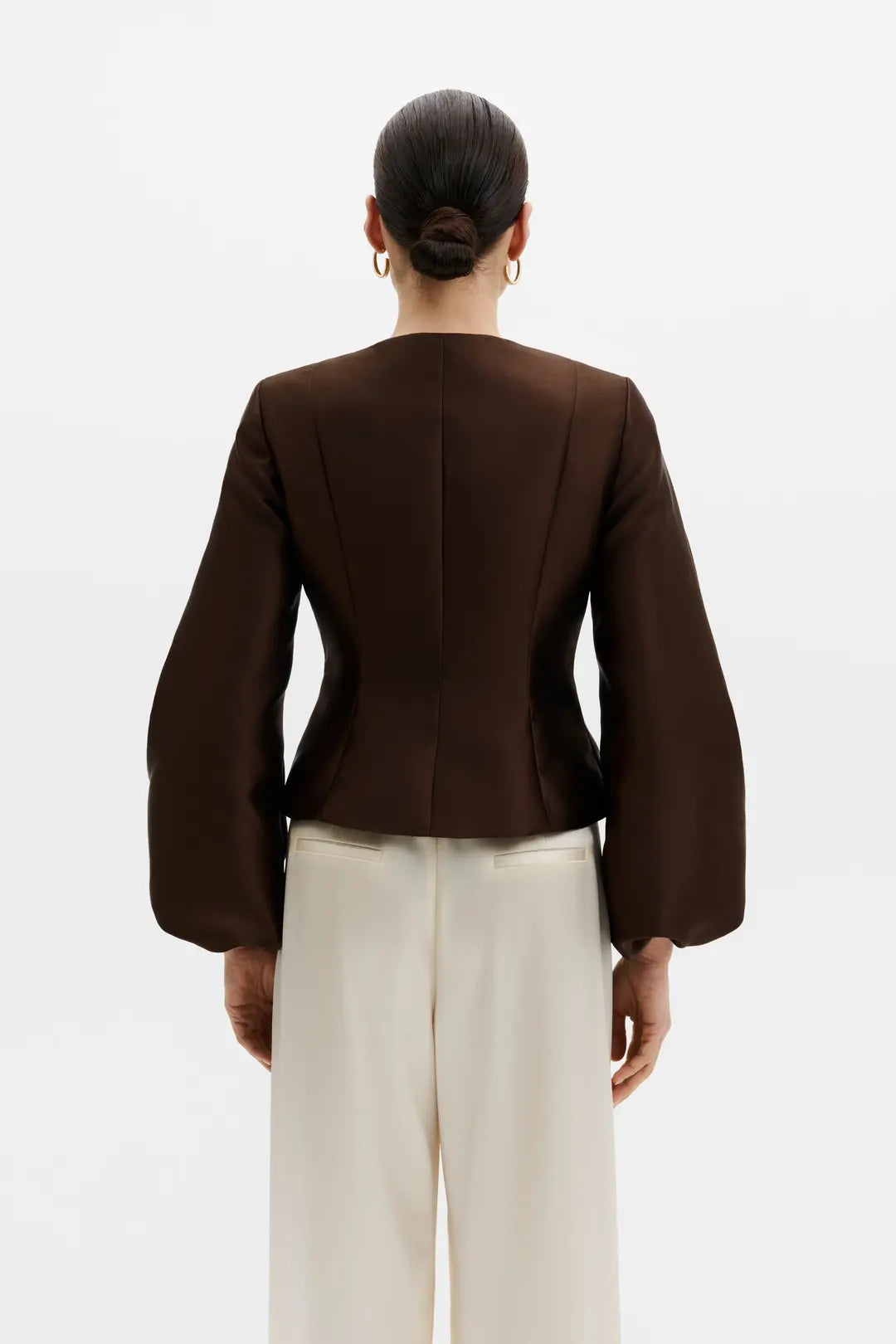 Vendela Balloon Sleeve Blouse Dark Brown