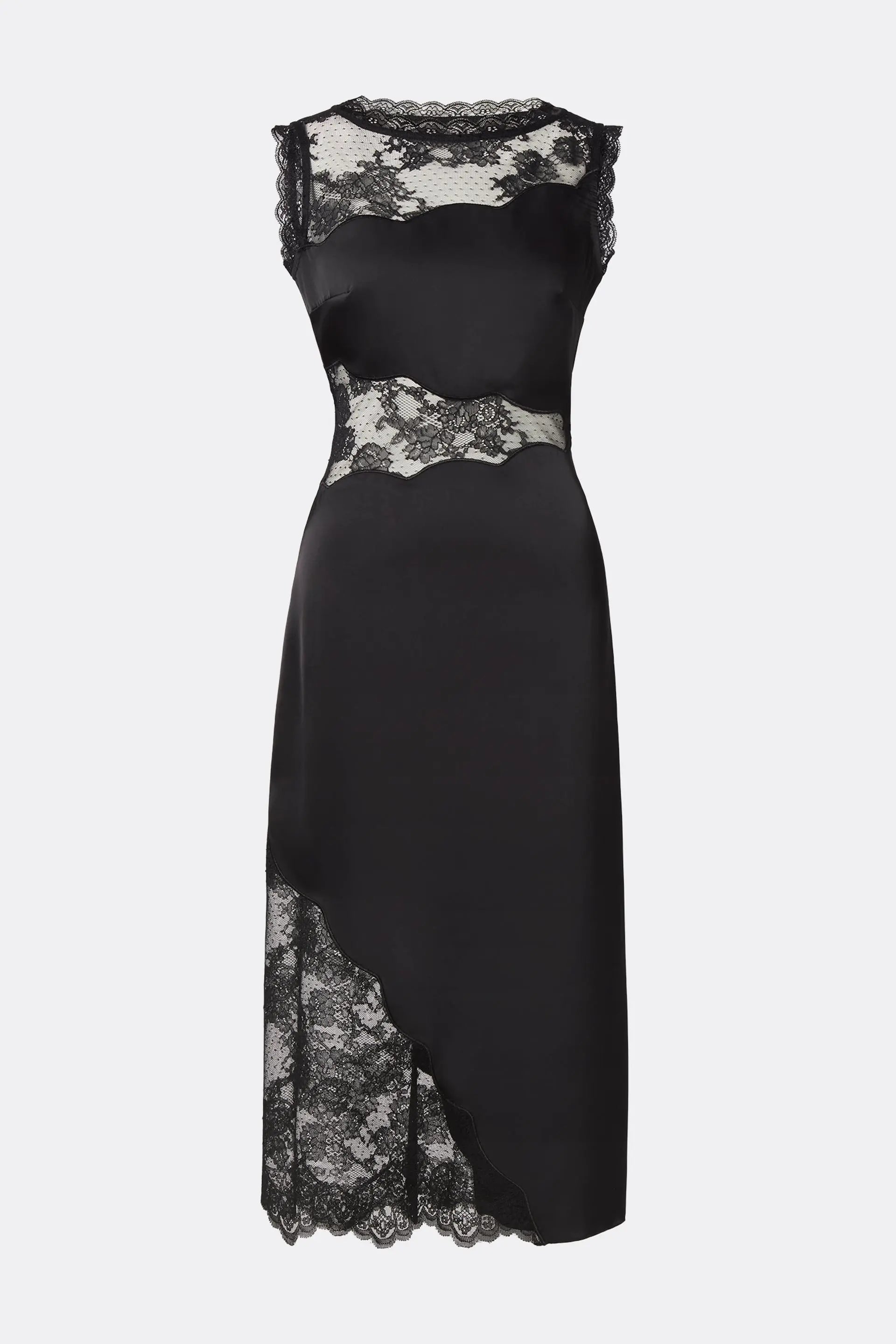 Desire Lace Trimmed Cut Out Midi Dress Black