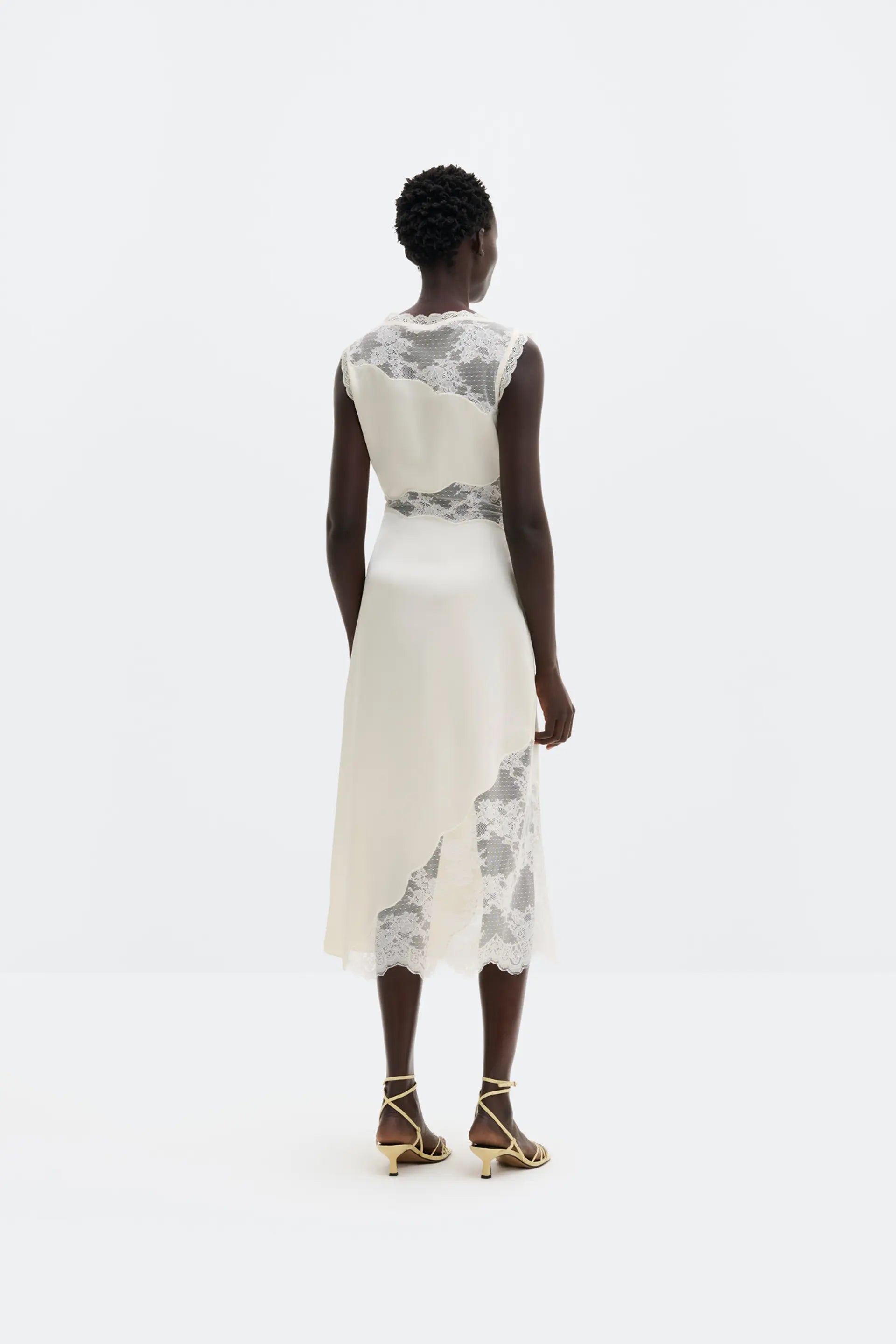 Desire Lace Trimmed Cut Out Midi Dress Vanilla