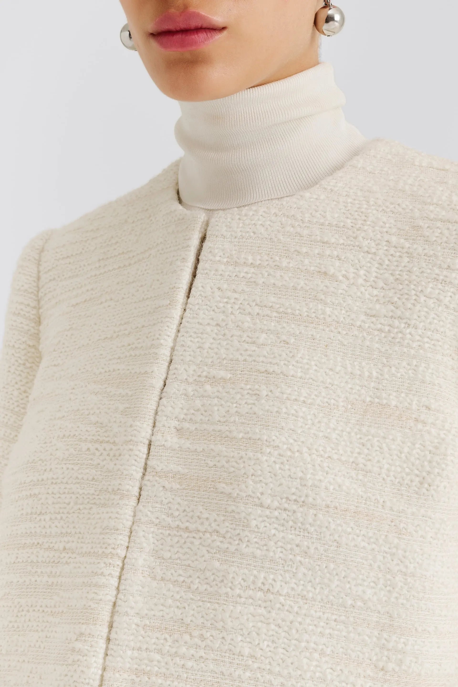 Ruthie Cropped Boucle Blazer Vanilla