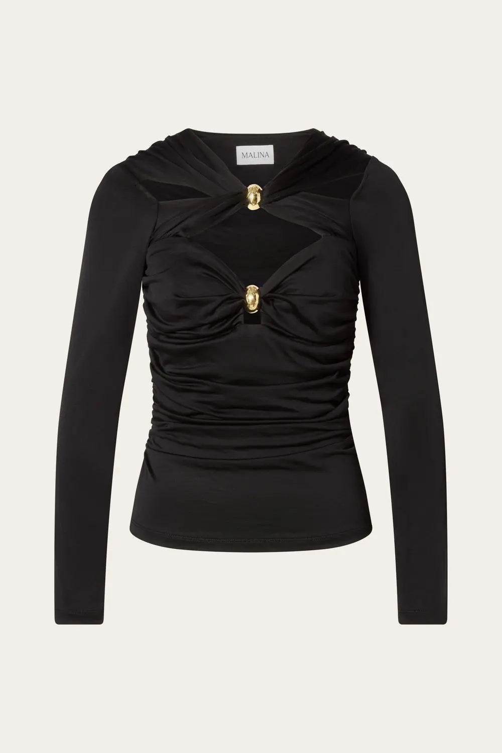 Amela Embellished Long Sleeve Jersey Top Black