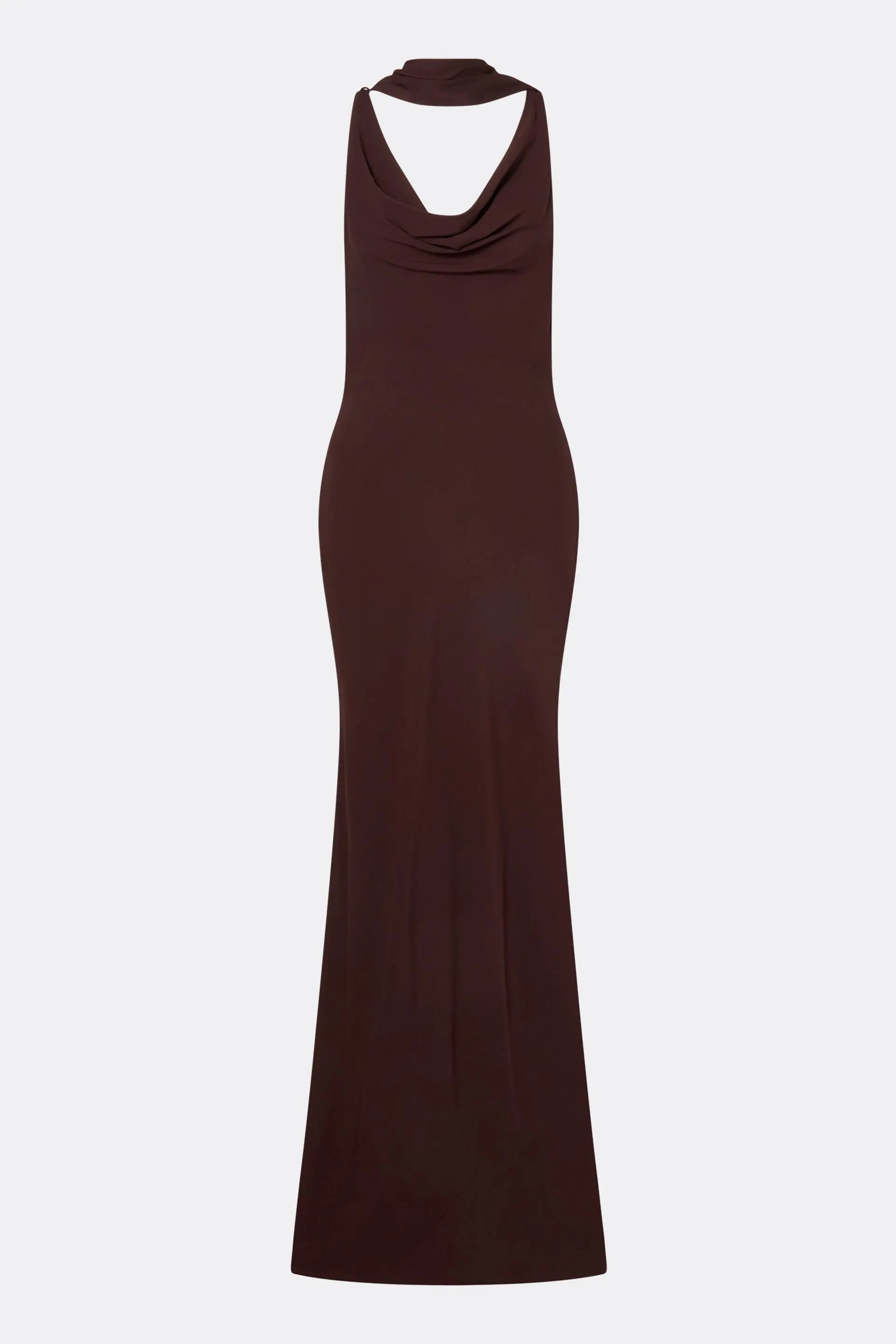 Vida Cowl Neck Scarf Maxi Dress Espresso