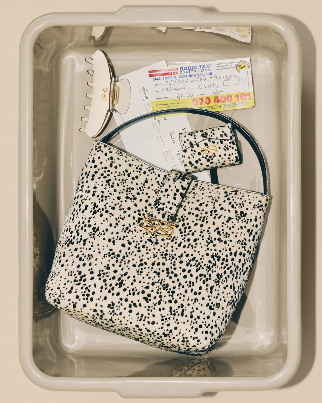 Monogram Leather Bucket Bag Shaded Dot